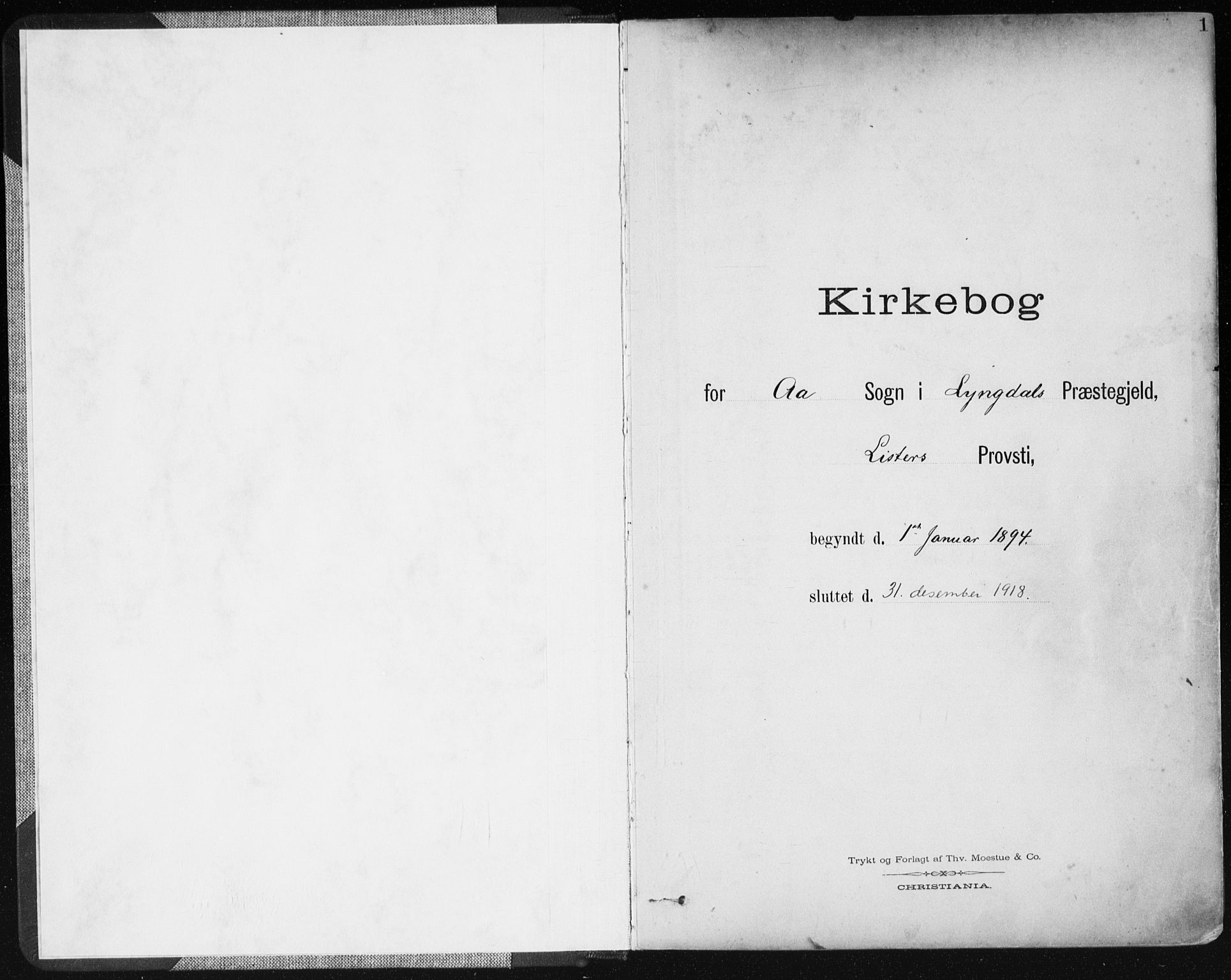 Lyngdal sokneprestkontor, AV/SAK-1111-0029/F/Fa/Fac/L0012: Parish register (official) no. A 12, 1894-1918, p. 1