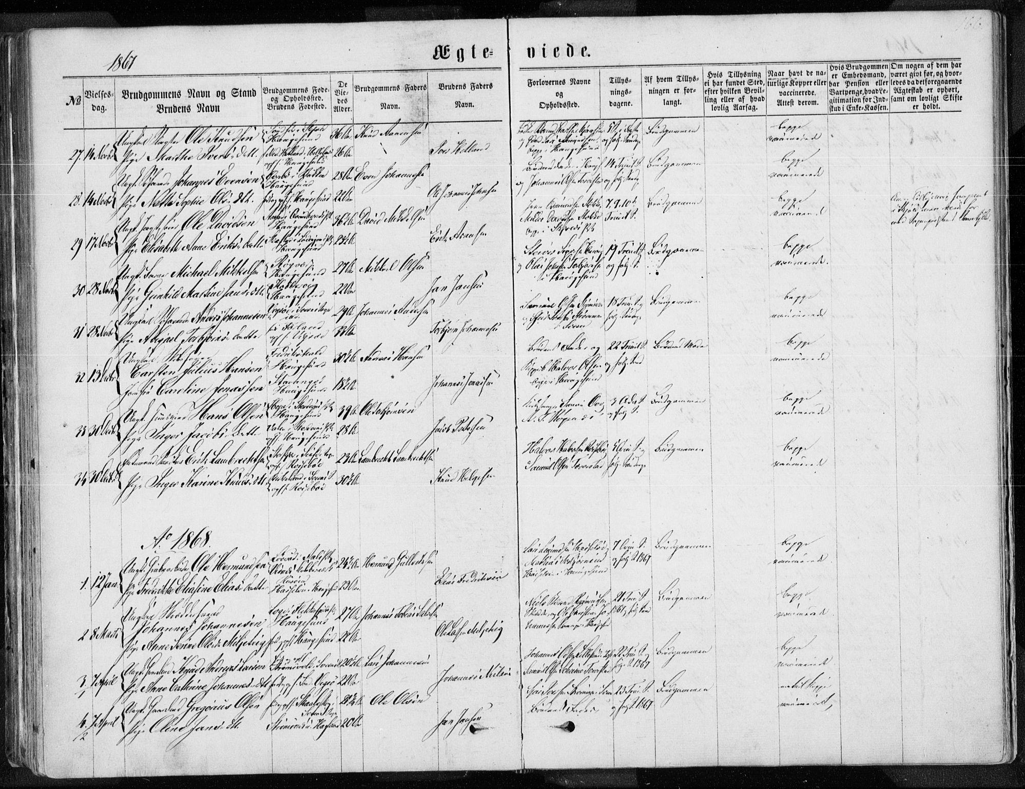 Torvastad sokneprestkontor, AV/SAST-A -101857/H/Ha/Haa/L0012: Parish register (official) no. A 12.1, 1867-1877, p. 166