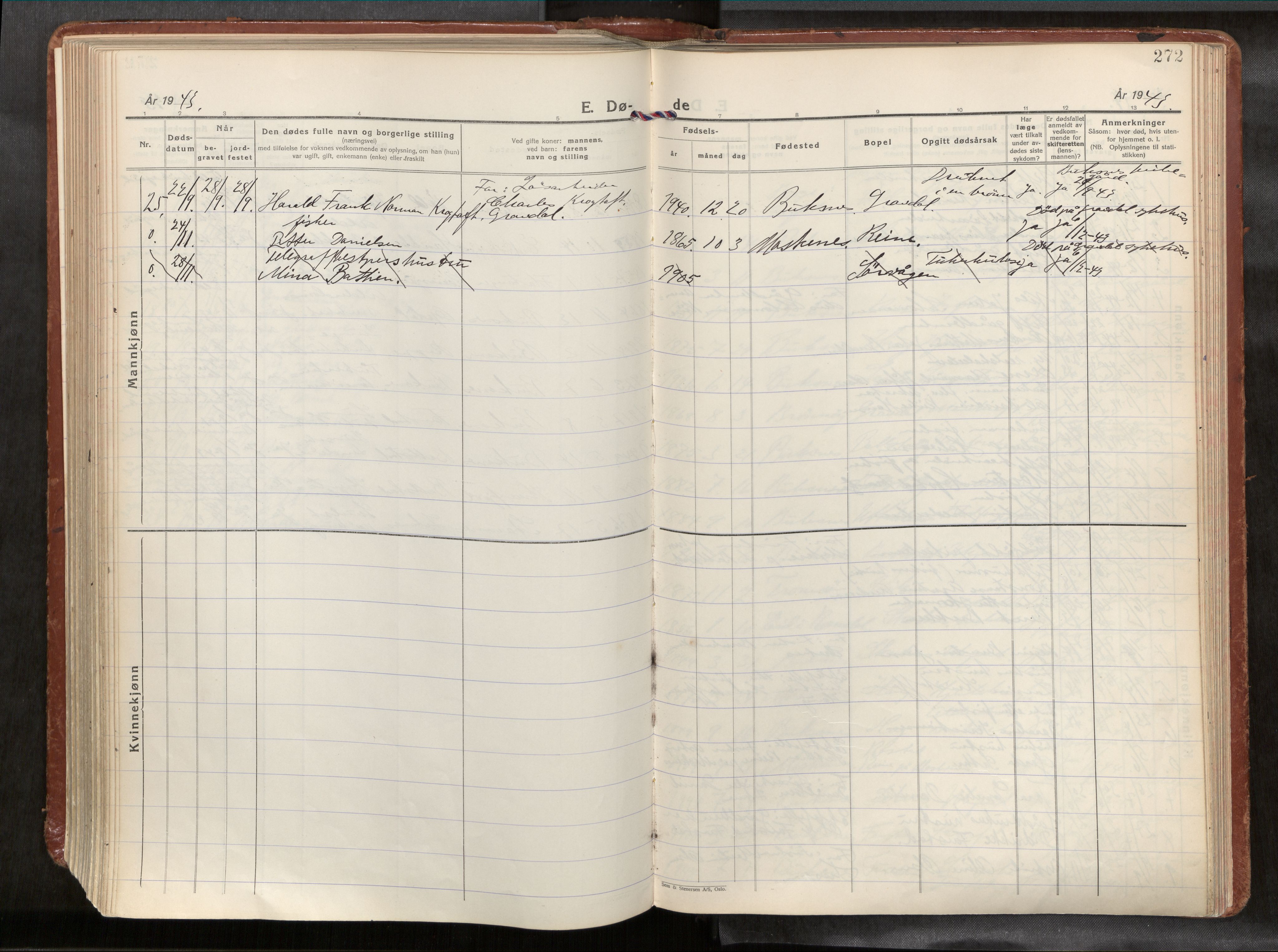 Ministerialprotokoller, klokkerbøker og fødselsregistre - Nordland, AV/SAT-A-1459/881/L1161: Parish register (official) no. 881A14, 1932-1955, p. 272