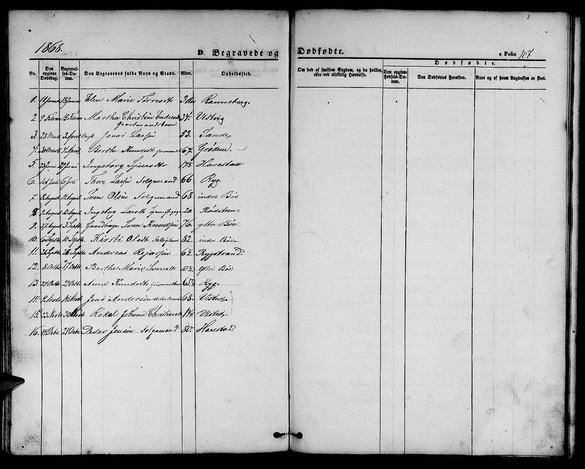 Hetland sokneprestkontor, AV/SAST-A-101826/30/30BB/L0002: Parish register (copy) no. B 2, 1856-1891, p. 107