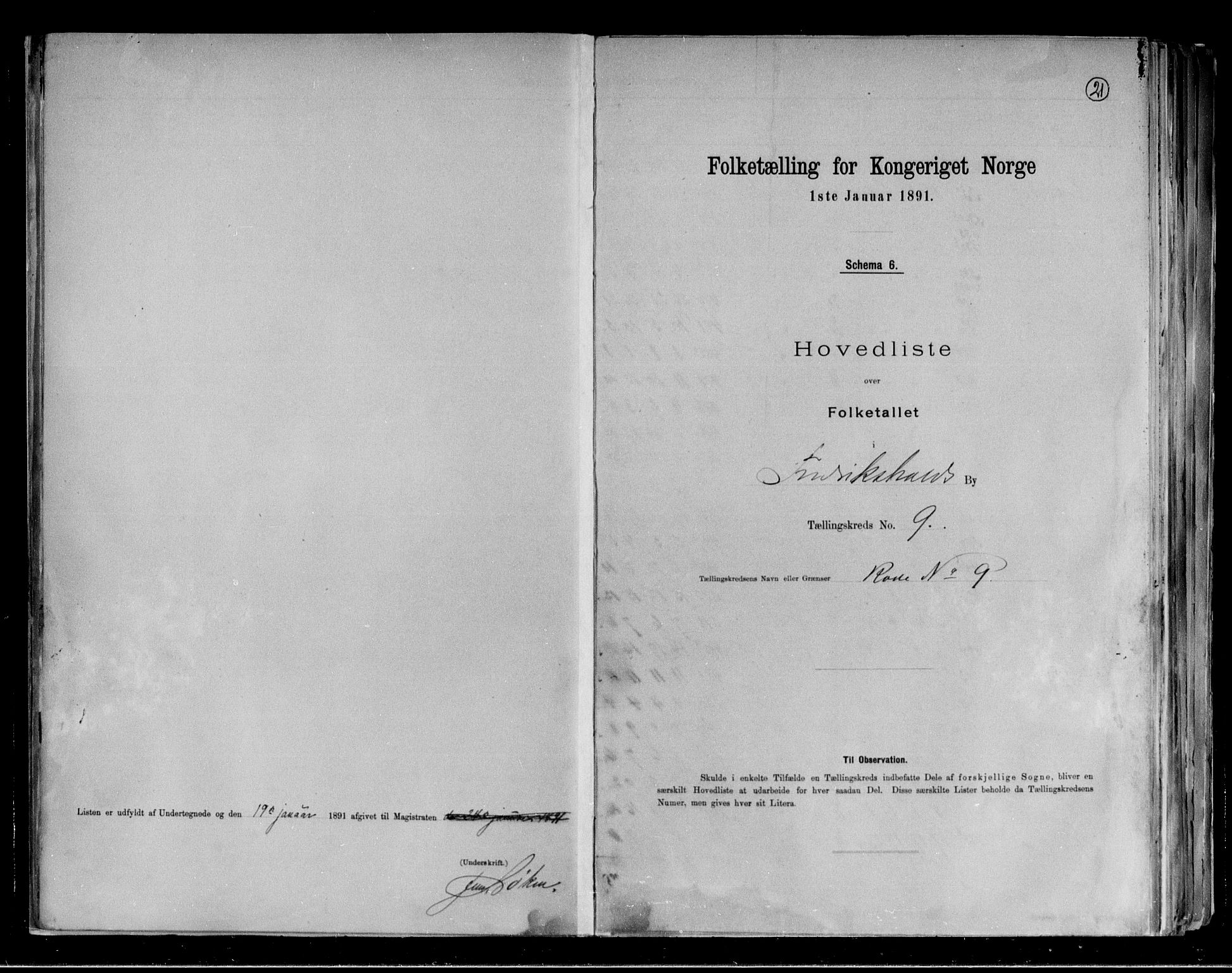 RA, 1891 census for 0101 Fredrikshald, 1891, p. 21