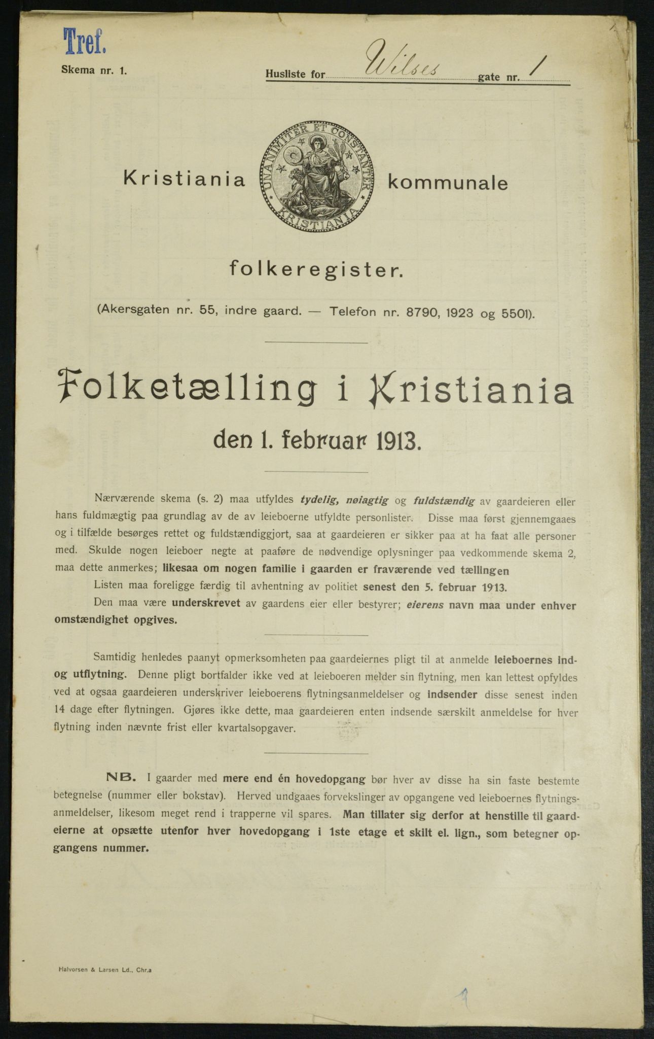 OBA, Municipal Census 1913 for Kristiania, 1913, p. 128152