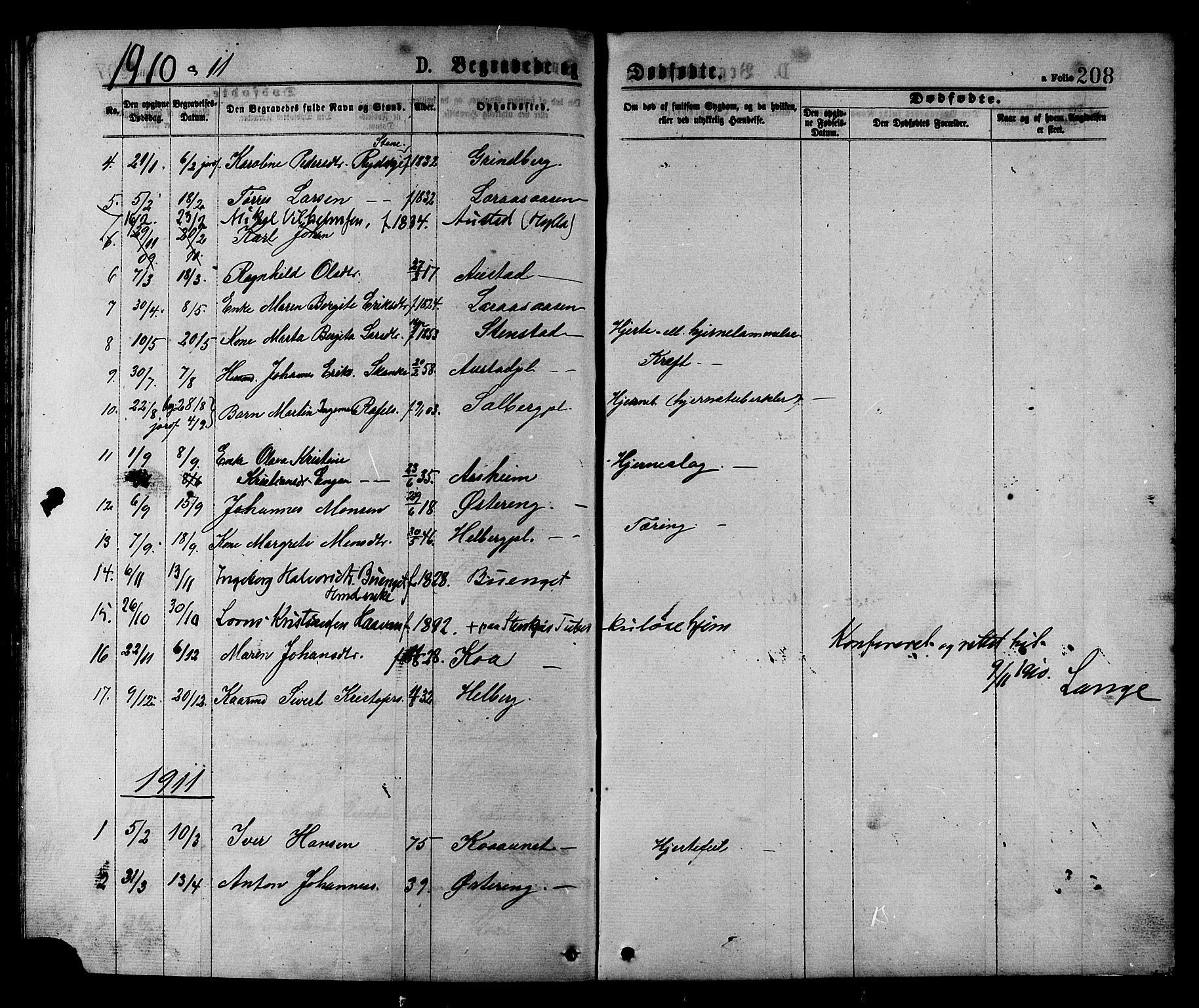 Ministerialprotokoller, klokkerbøker og fødselsregistre - Nord-Trøndelag, SAT/A-1458/731/L0311: Parish register (copy) no. 731C02, 1875-1911, p. 208
