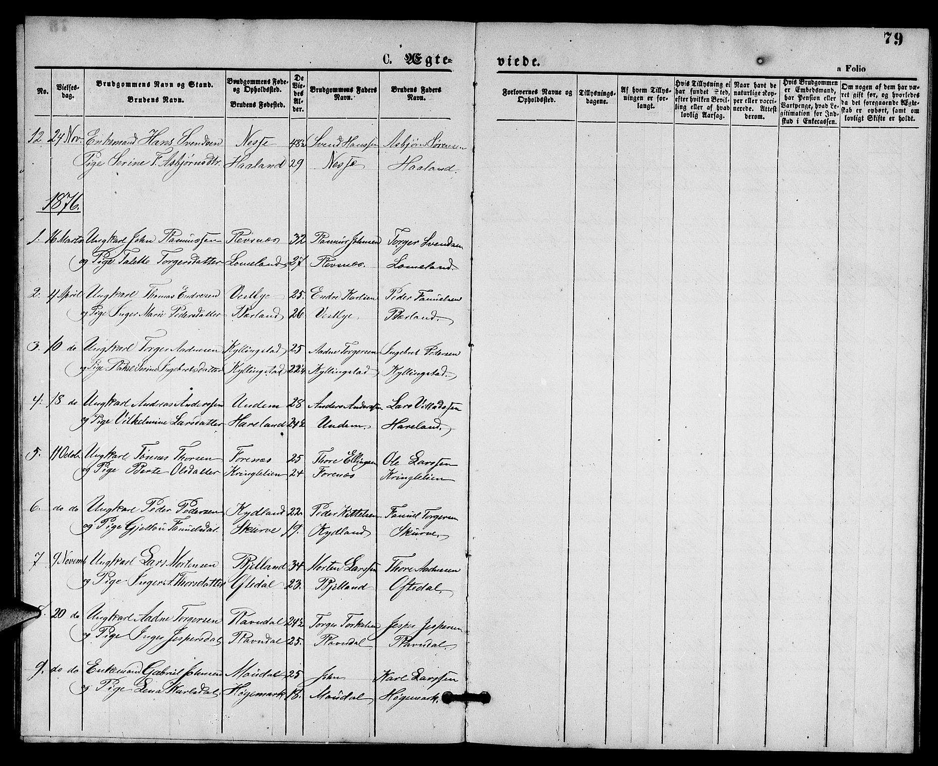 Lye sokneprestkontor, SAST/A-101794/001/30BB/L0005: Parish register (copy) no. B 5, 1875-1886, p. 79