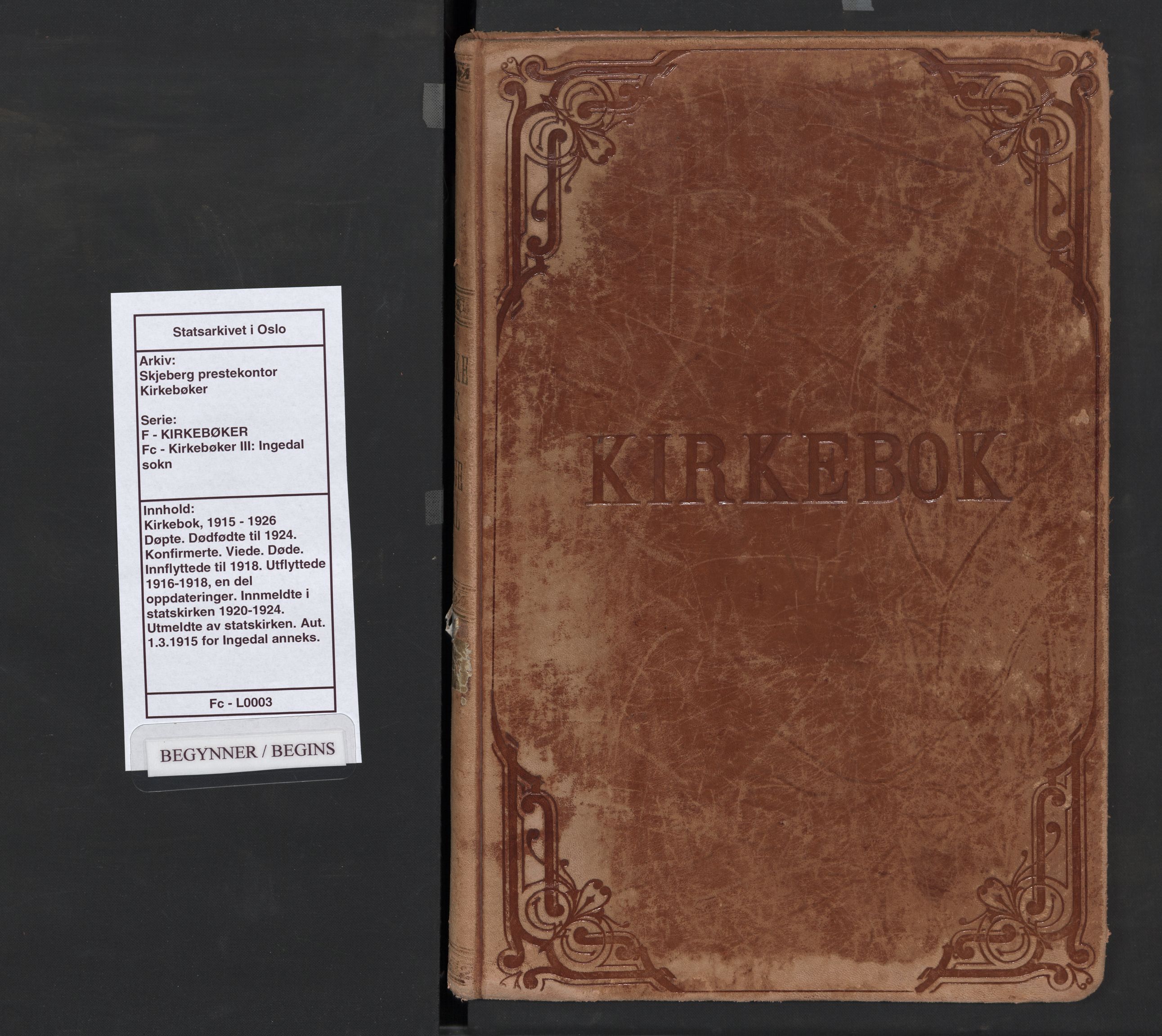 Skjeberg prestekontor Kirkebøker, AV/SAO-A-10923/F/Fc/L0003: Parish register (official) no. III 3, 1915-1926