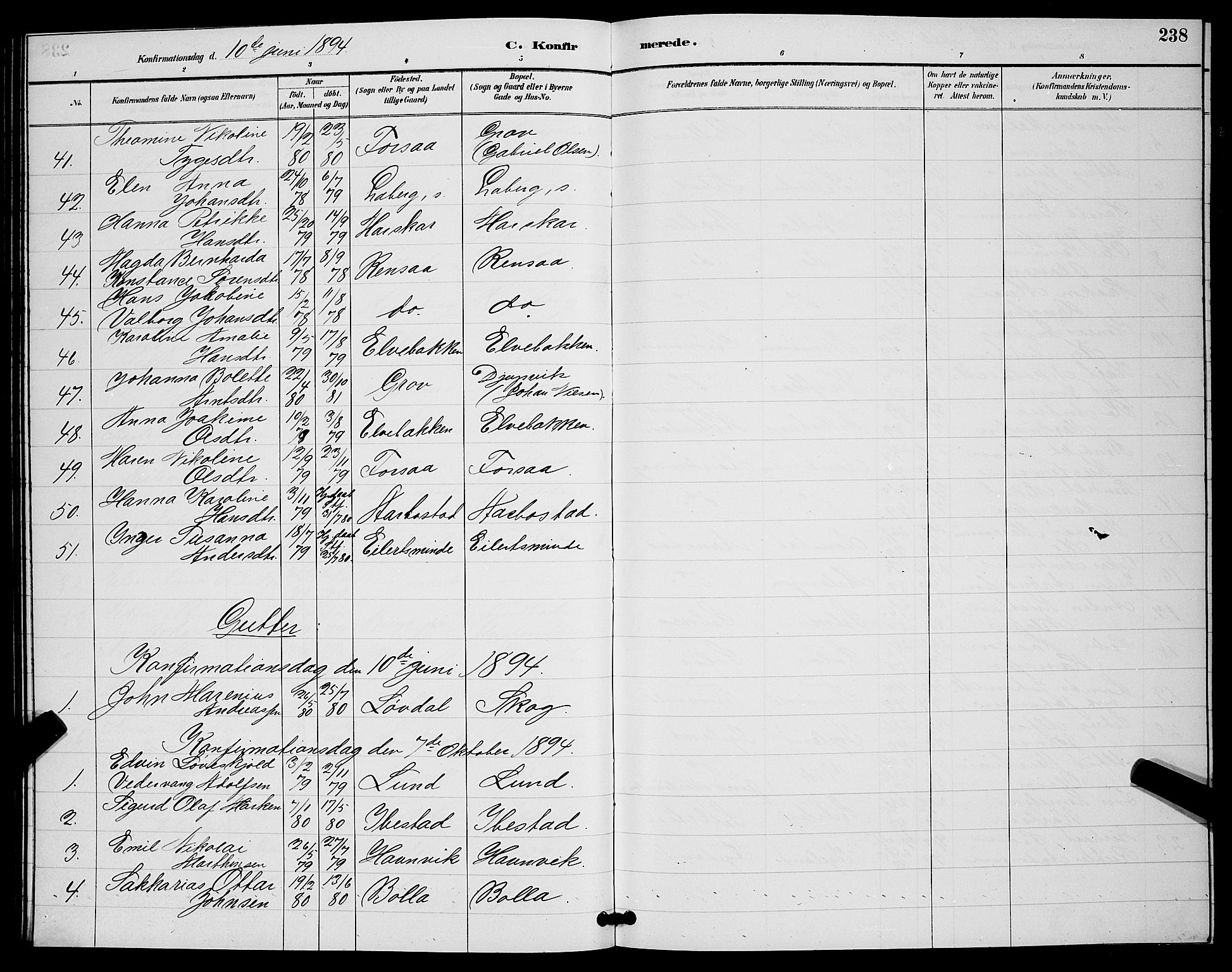 Ibestad sokneprestembete, SATØ/S-0077/H/Ha/Hab/L0008klokker: Parish register (copy) no. 8, 1890-1903, p. 238