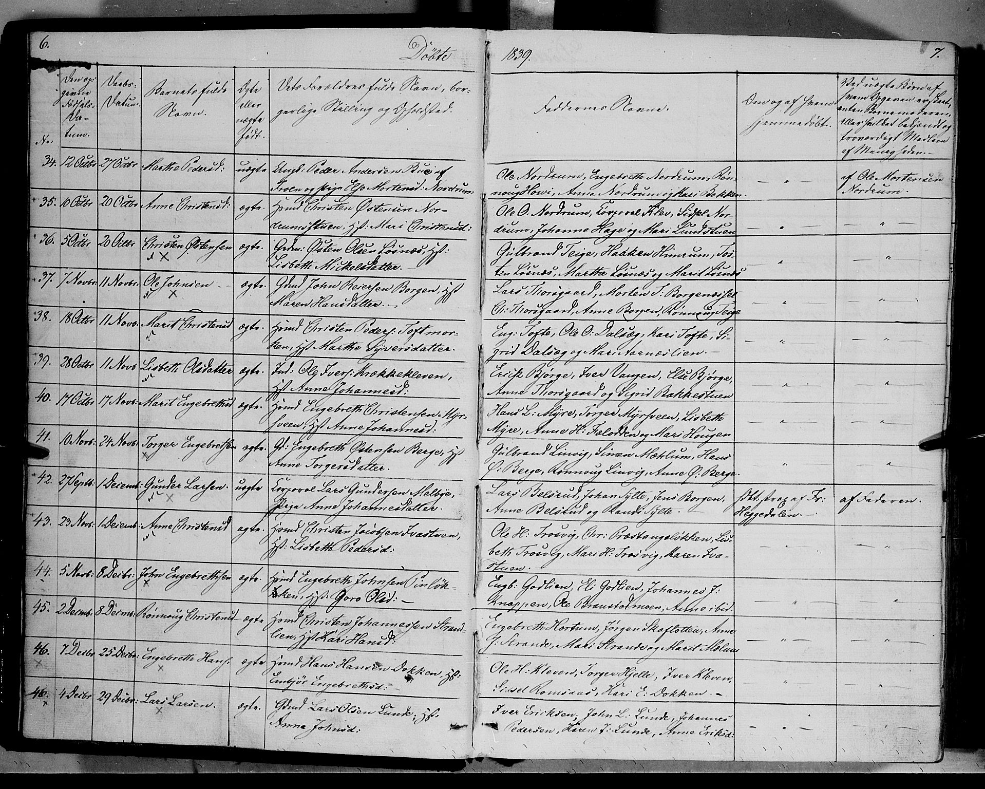 Ringebu prestekontor, AV/SAH-PREST-082/H/Ha/Haa/L0005: Parish register (official) no. 5, 1839-1848, p. 6-7