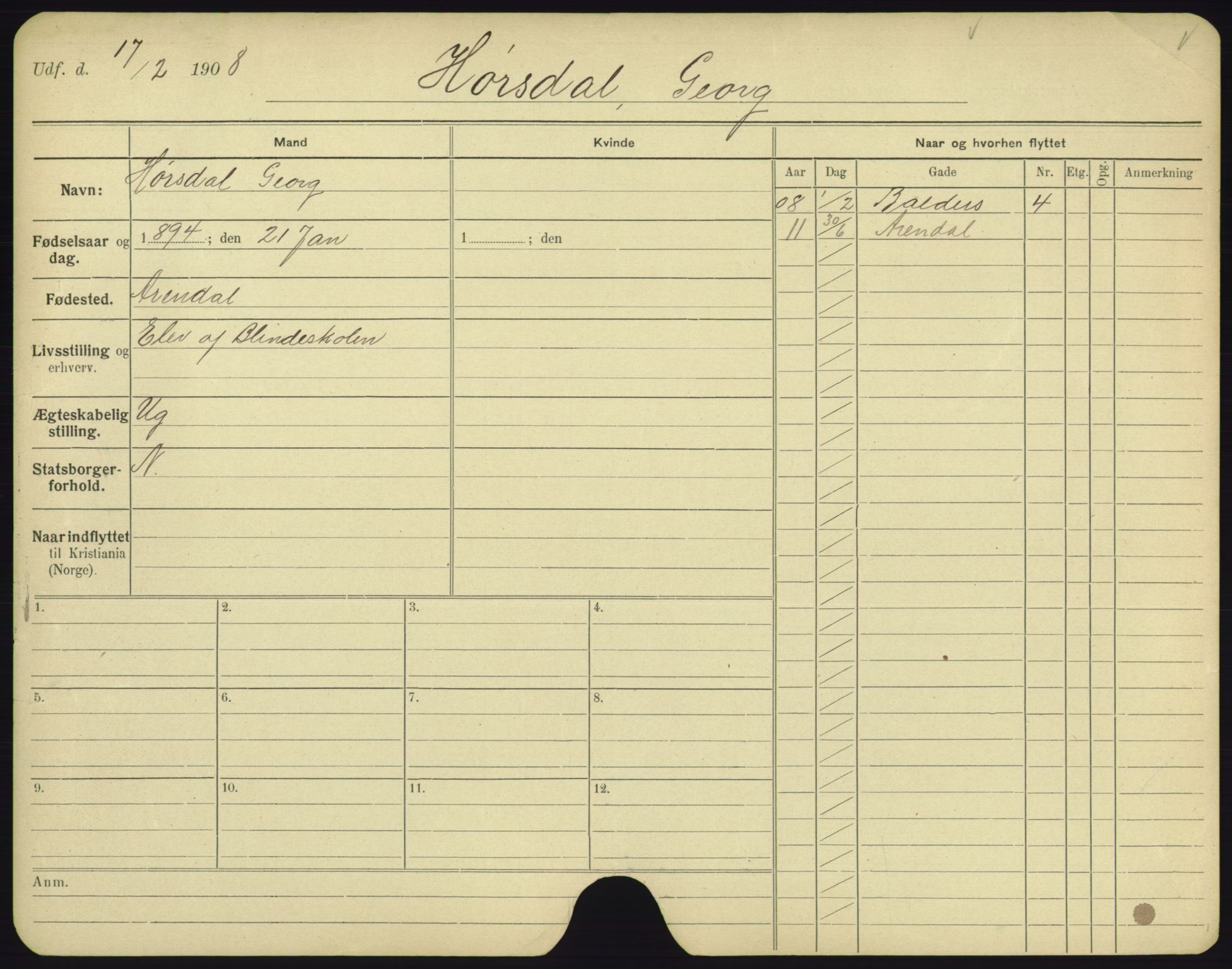 Oslo folkeregister, Registerkort, AV/SAO-A-11715/F/Fa/Fac/L0004: Menn, 1906-1914, p. 1140a