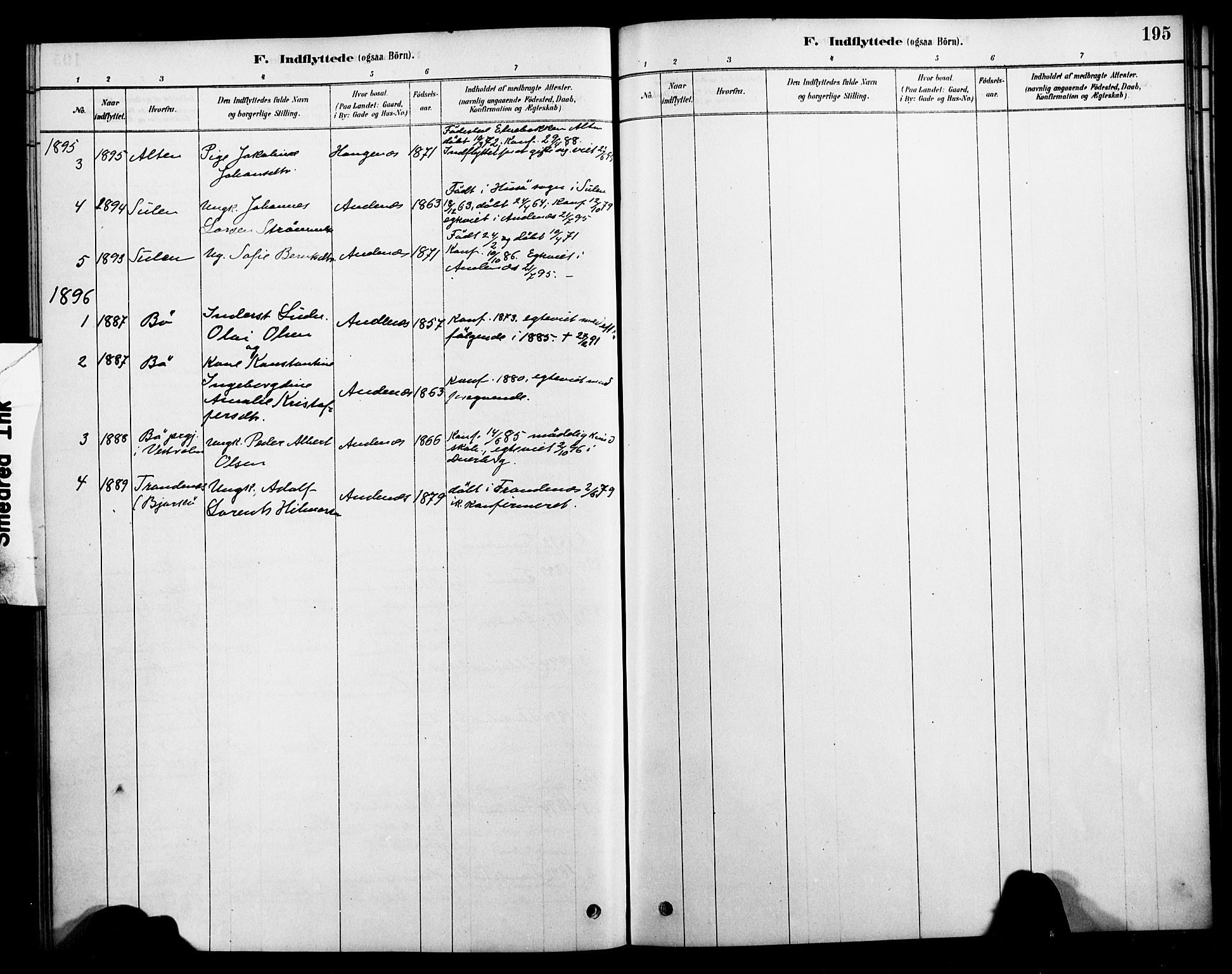 Ministerialprotokoller, klokkerbøker og fødselsregistre - Nordland, SAT/A-1459/899/L1436: Parish register (official) no. 899A04, 1881-1896, p. 195