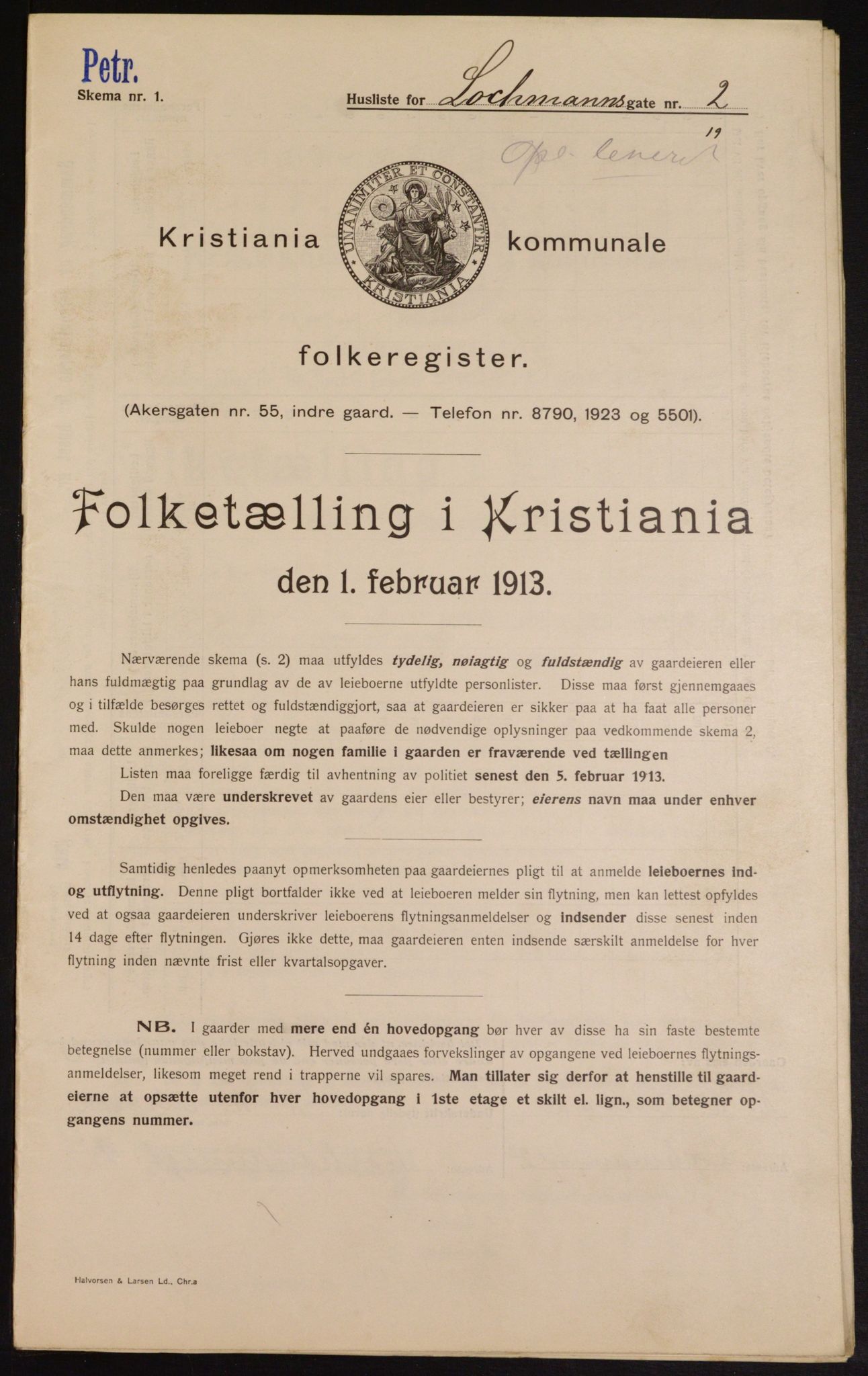 OBA, Municipal Census 1913 for Kristiania, 1913, p. 58003