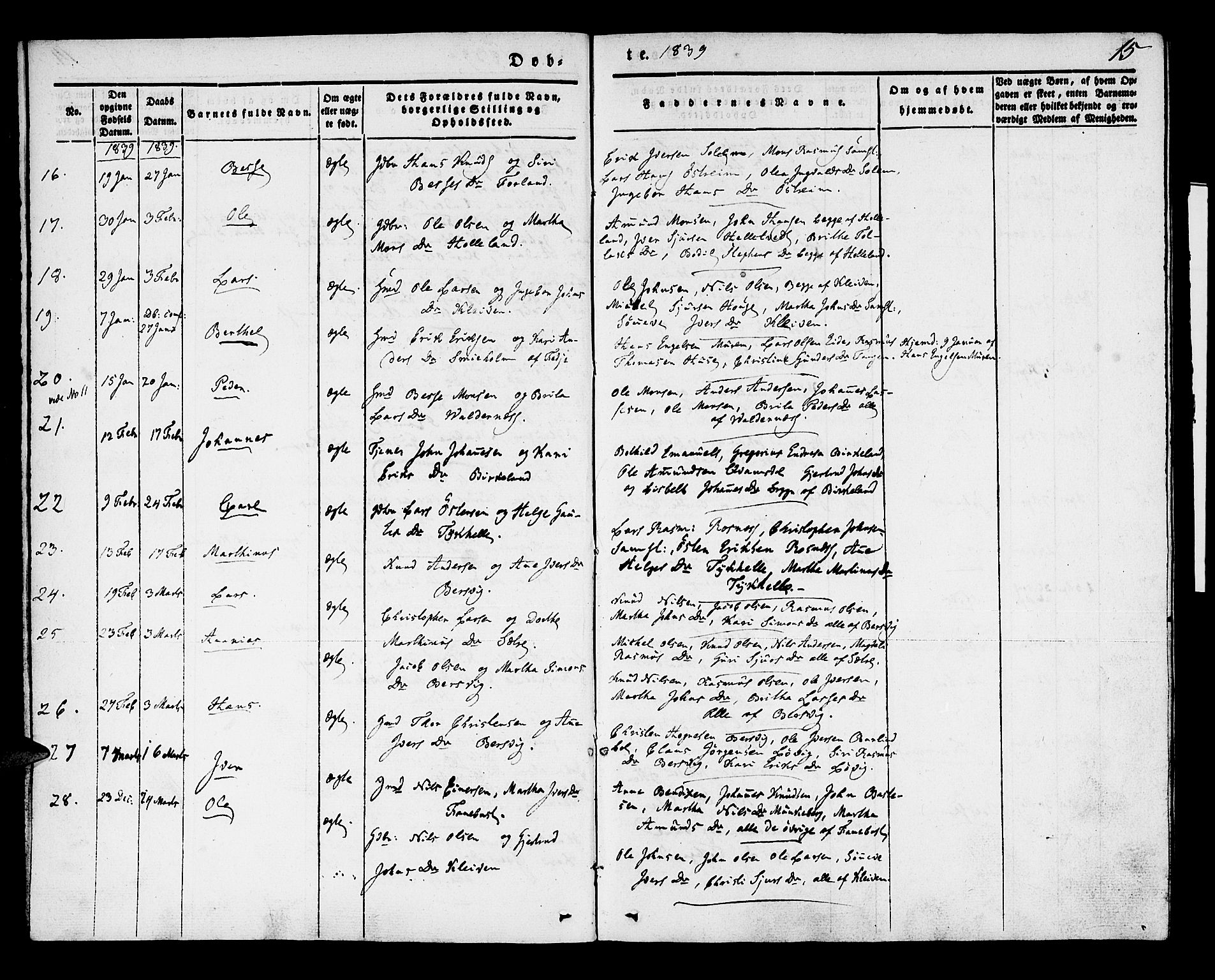 Lindås Sokneprestembete, SAB/A-76701/H/Haa: Parish register (official) no. A 9, 1835-1841, p. 15