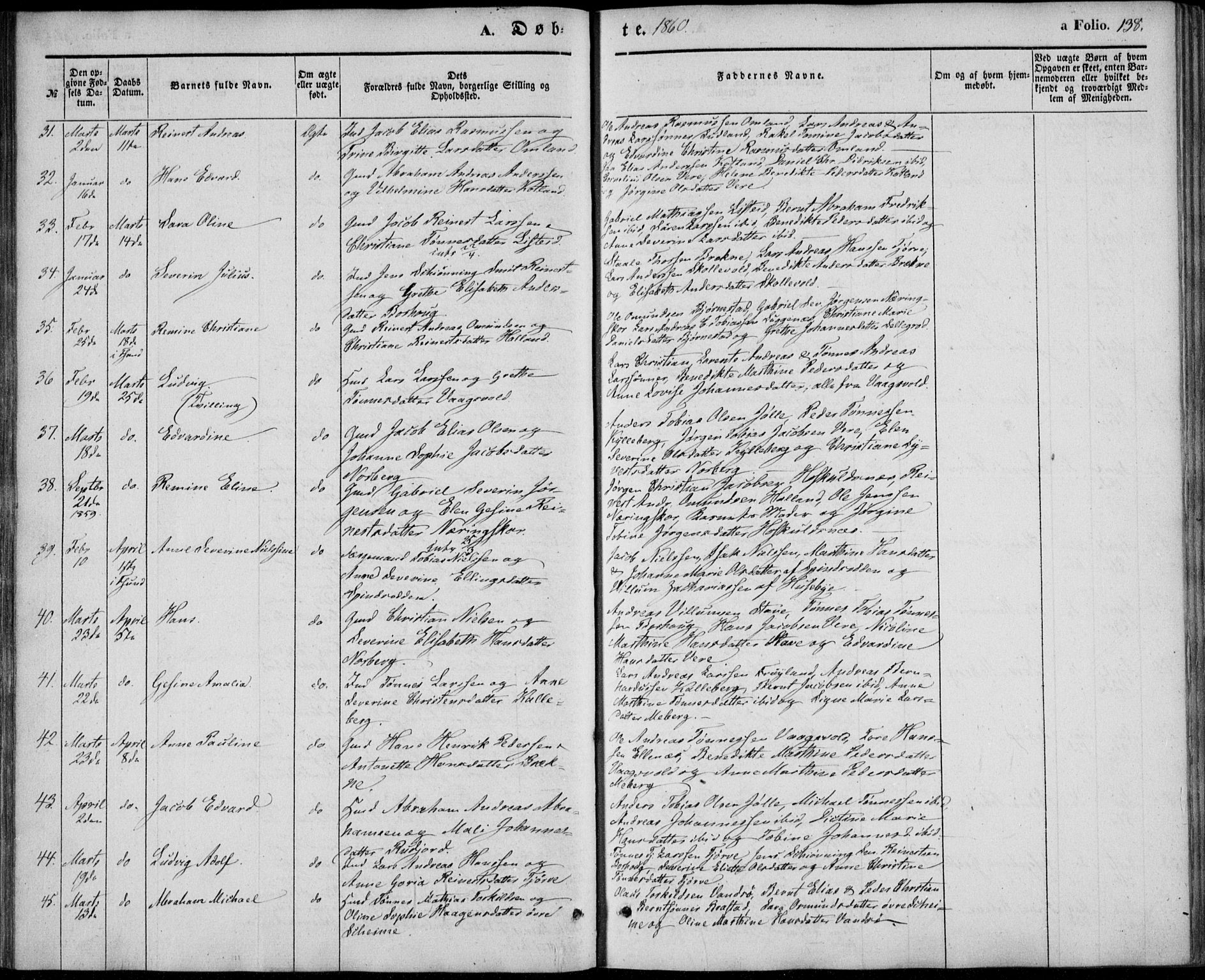 Lista sokneprestkontor, AV/SAK-1111-0027/F/Fb/L0002: Parish register (copy) no. B 2, 1847-1862, p. 138