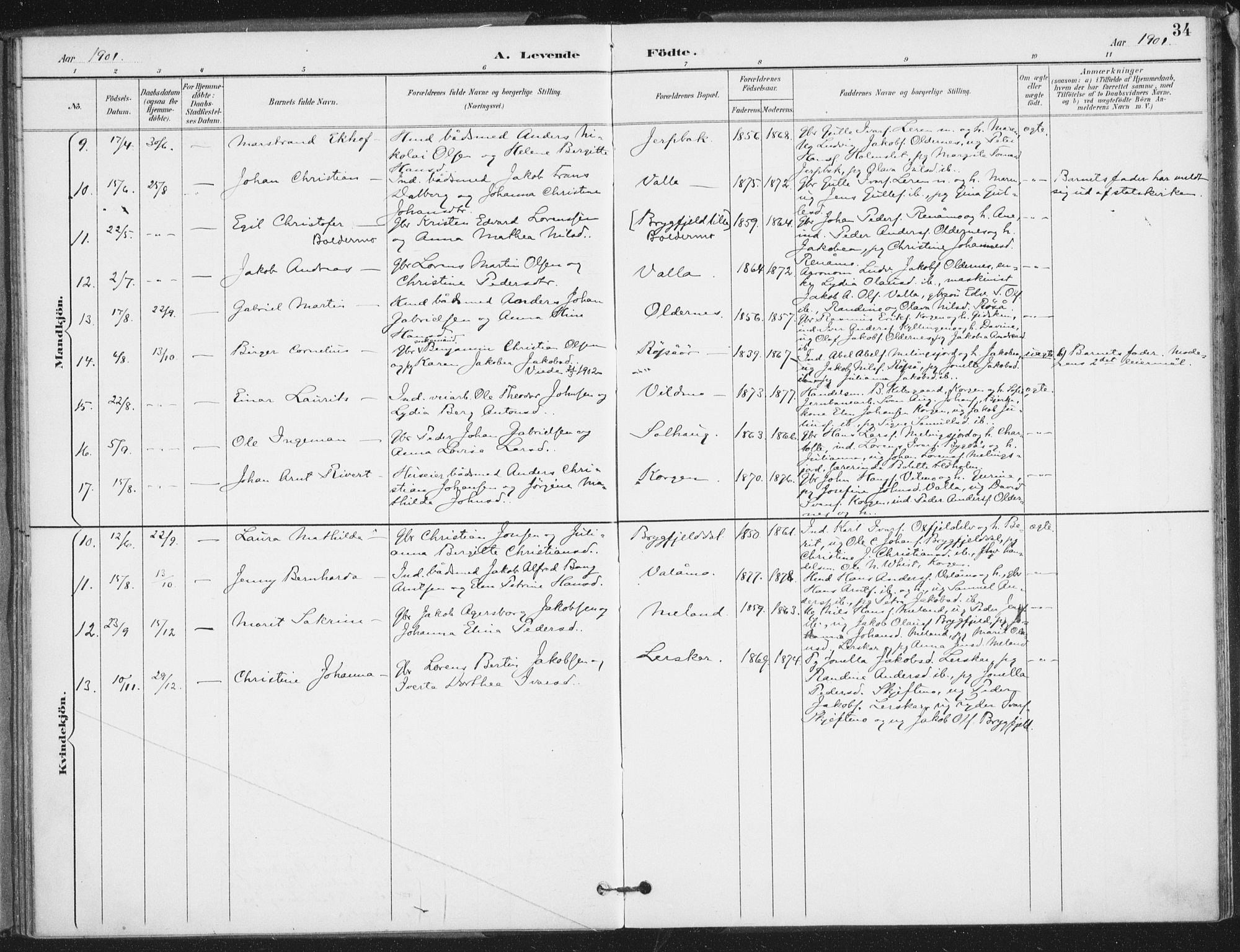 Ministerialprotokoller, klokkerbøker og fødselsregistre - Nordland, SAT/A-1459/826/L0380: Parish register (official) no. 826A03, 1891-1911, p. 34
