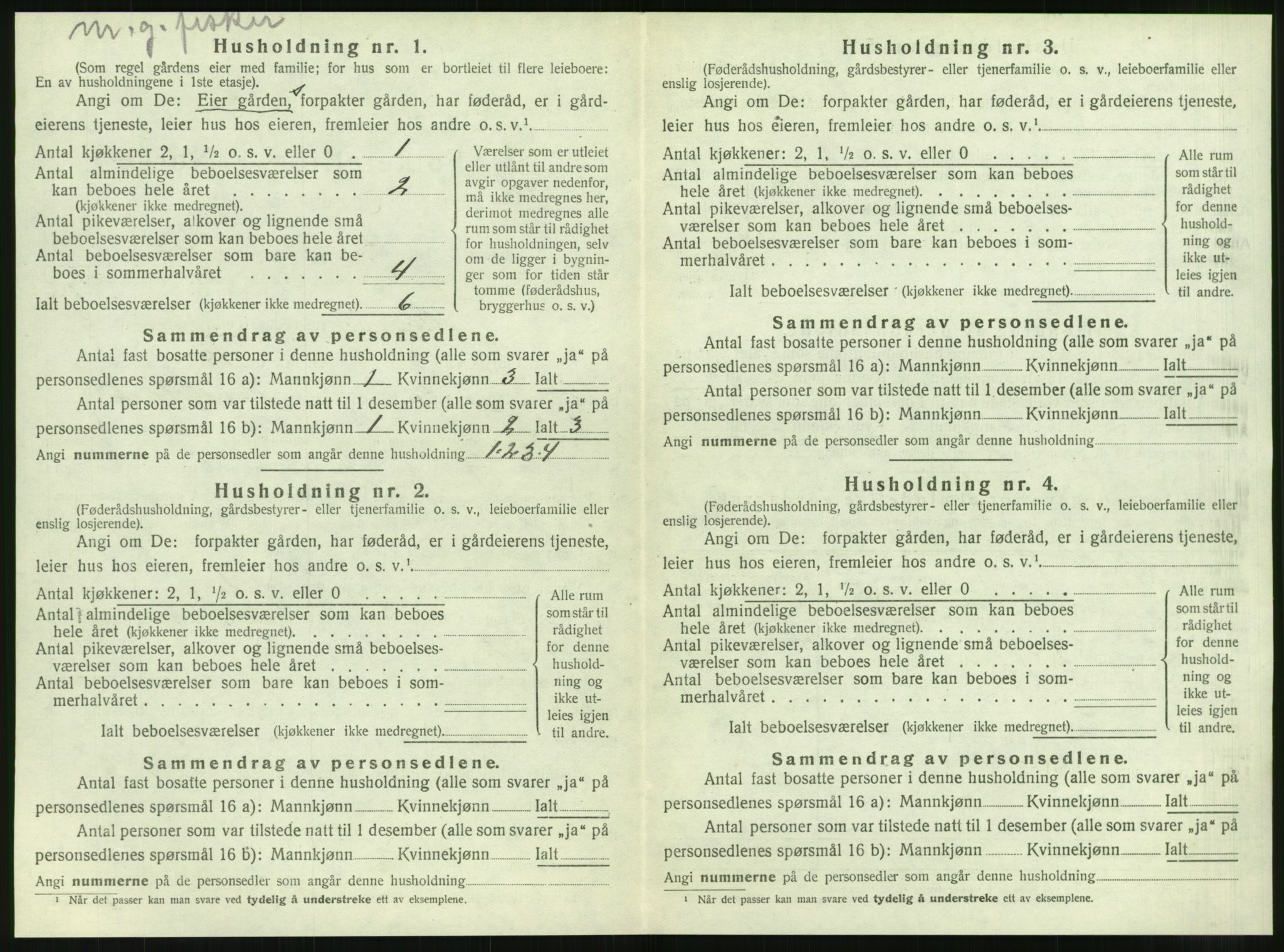 SAT, 1920 census for Hopen, 1920, p. 287