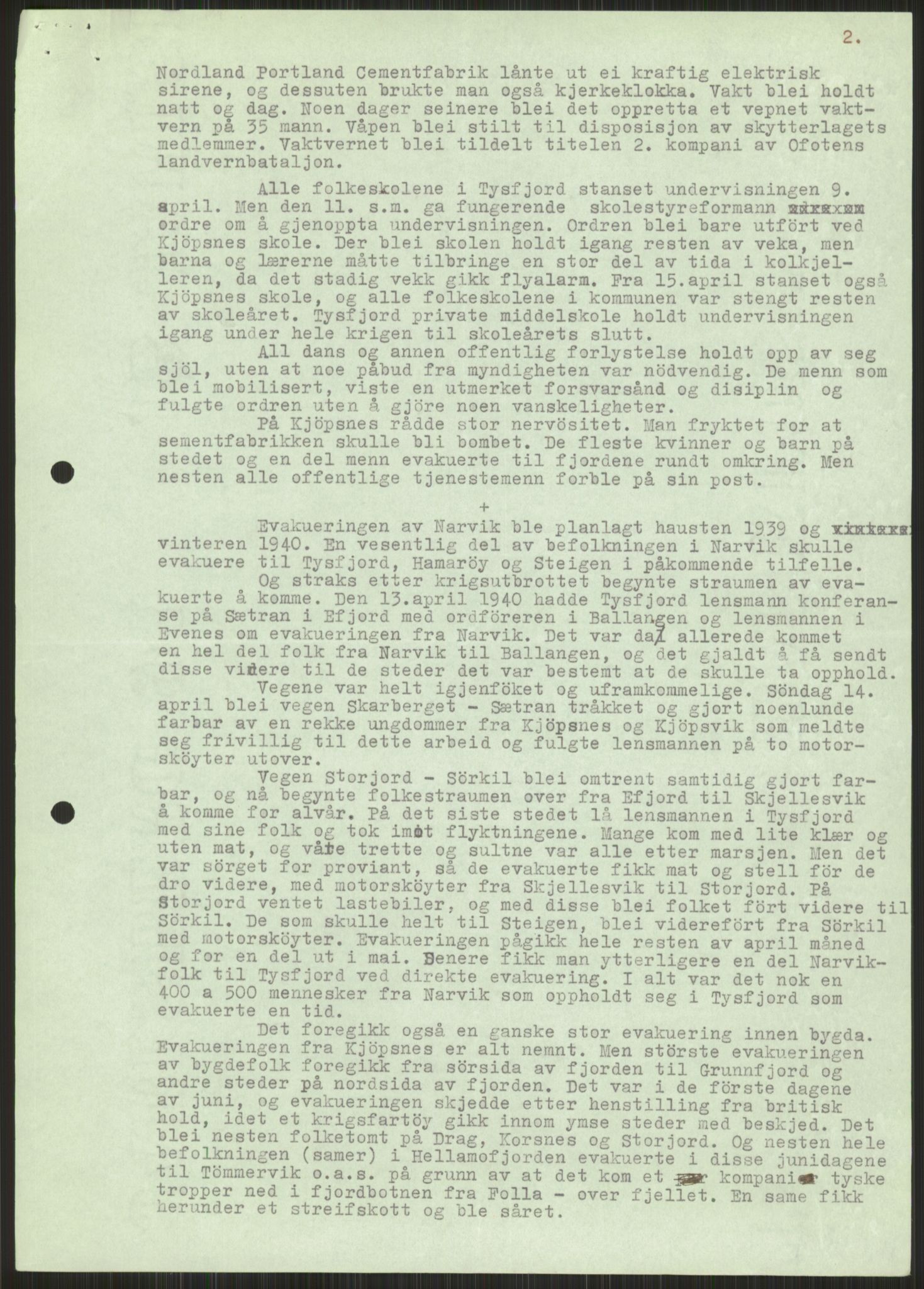 Forsvaret, Forsvarets krigshistoriske avdeling, AV/RA-RAFA-2017/Y/Ya/L0017: II-C-11-31 - Fylkesmenn.  Rapporter om krigsbegivenhetene 1940., 1940, p. 346