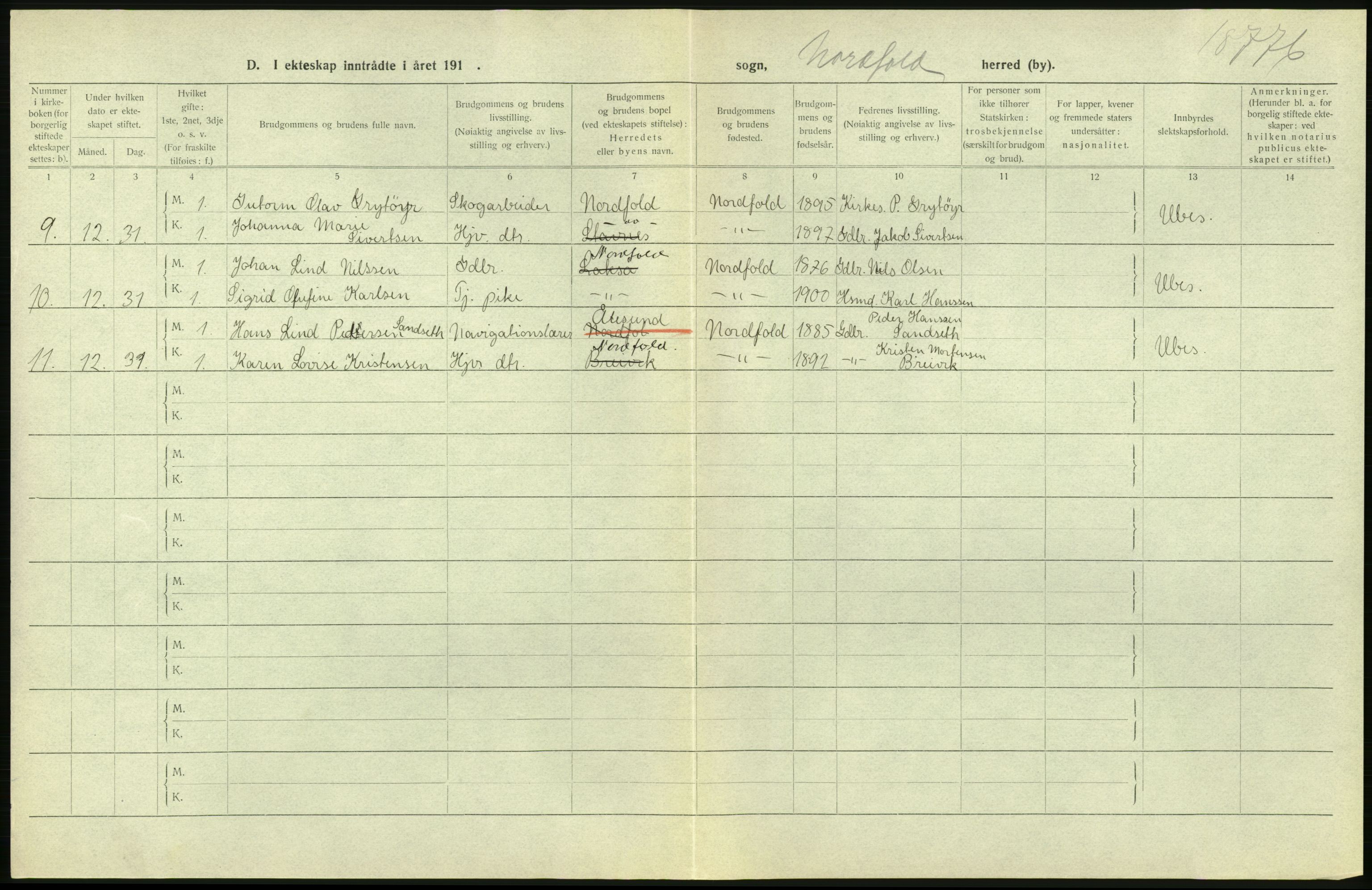 Statistisk sentralbyrå, Sosiodemografiske emner, Befolkning, RA/S-2228/D/Df/Dfb/Dfbh/L0054: Nordland fylke: Gifte, dødfødte. Bygder og byer., 1918, p. 170