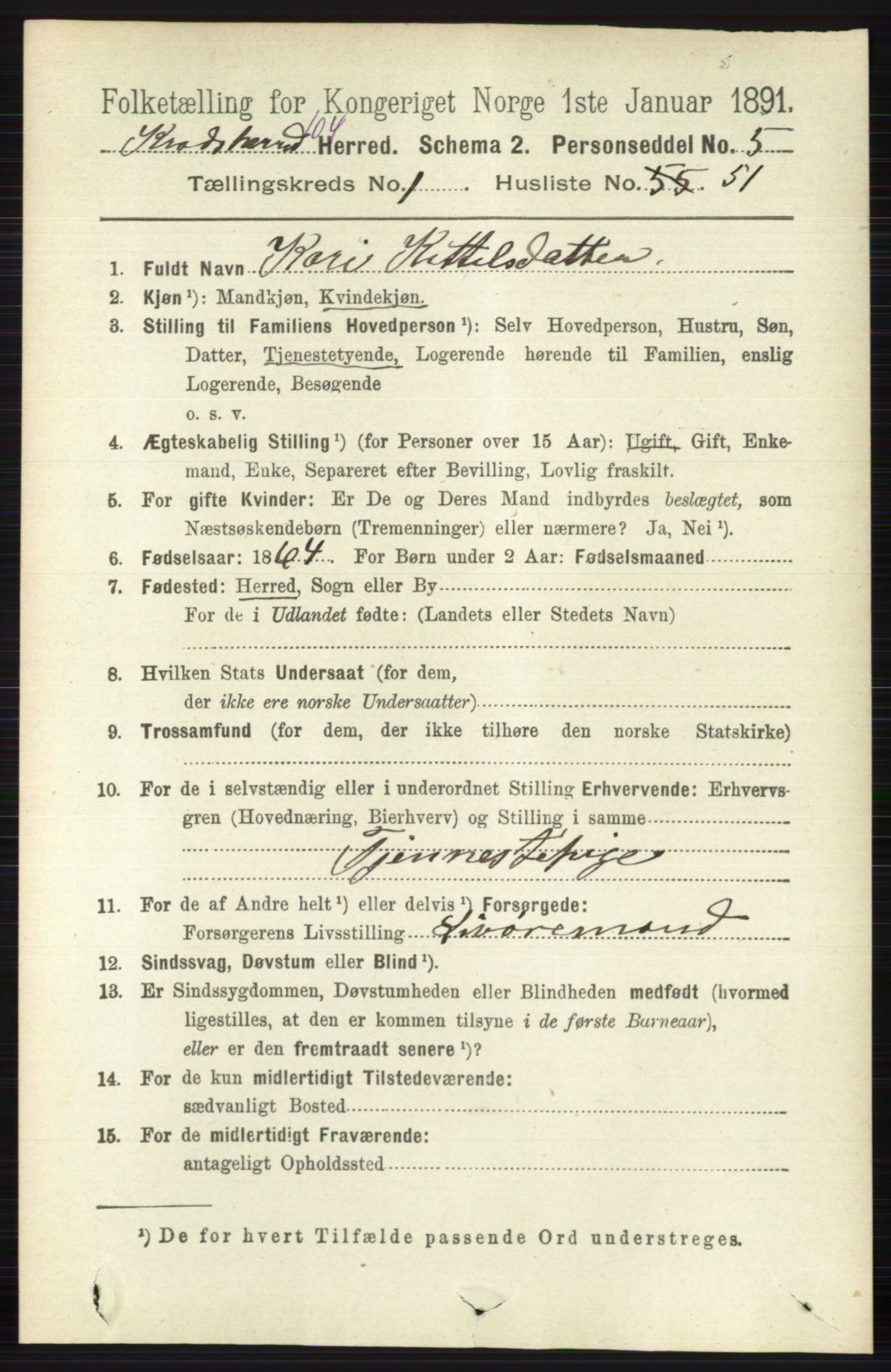 RA, 1891 census for 0621 Sigdal, 1891, p. 5270