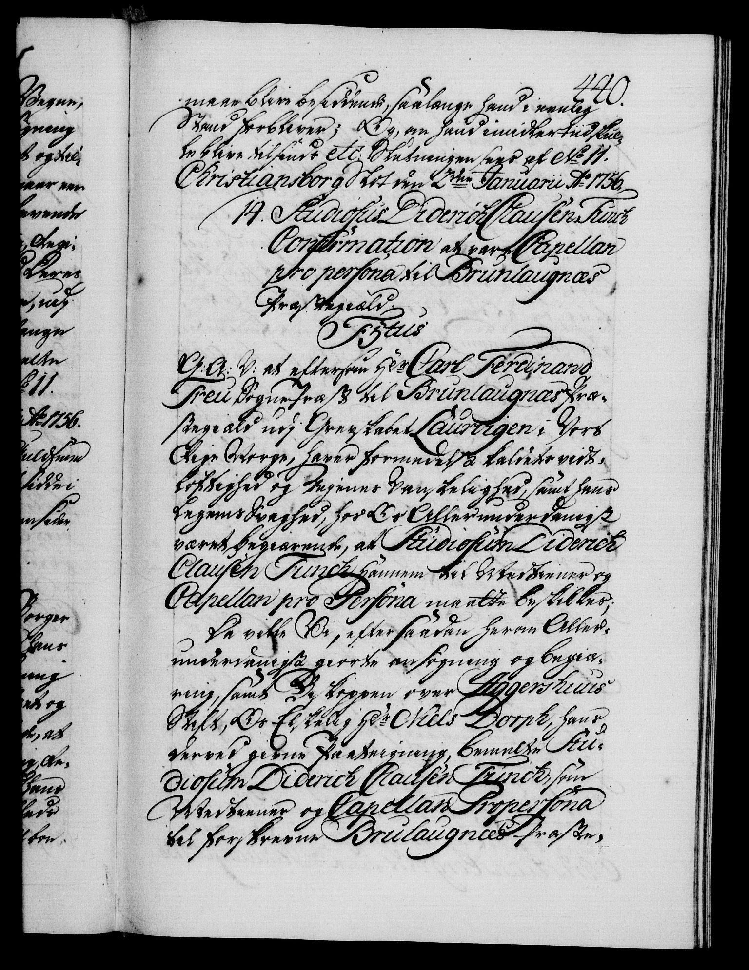 Danske Kanselli 1572-1799, AV/RA-EA-3023/F/Fc/Fca/Fcaa/L0039: Norske registre, 1755-1756, p. 440a