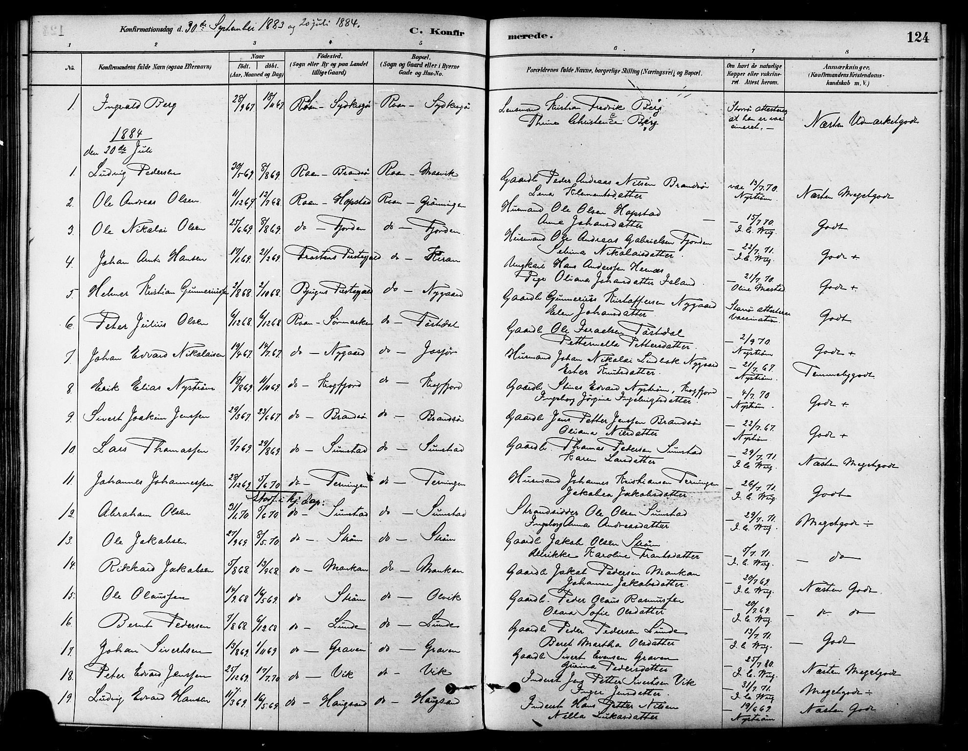 Ministerialprotokoller, klokkerbøker og fødselsregistre - Sør-Trøndelag, SAT/A-1456/657/L0707: Parish register (official) no. 657A08, 1879-1893, p. 124