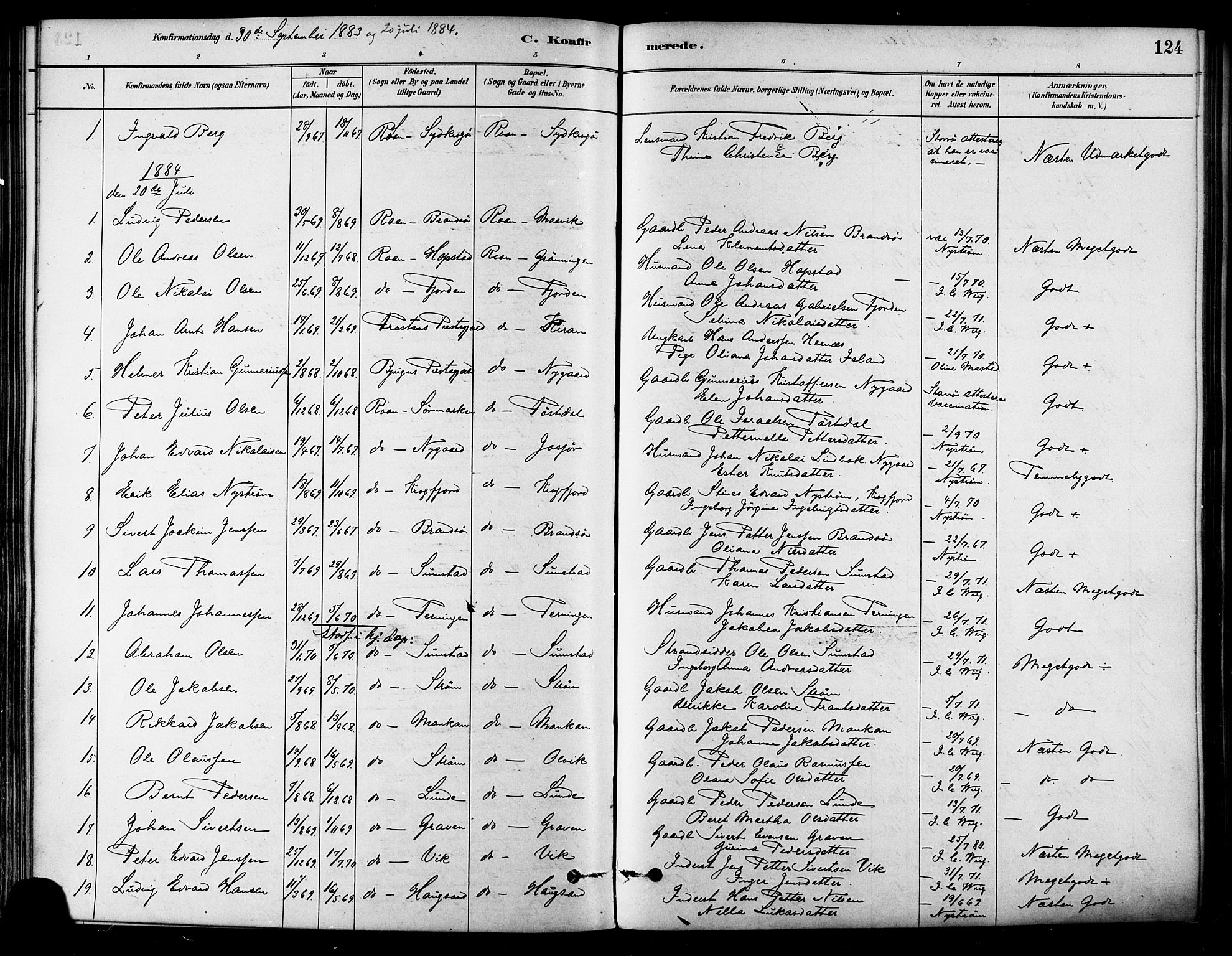 Ministerialprotokoller, klokkerbøker og fødselsregistre - Sør-Trøndelag, AV/SAT-A-1456/657/L0707: Parish register (official) no. 657A08, 1879-1893, p. 124