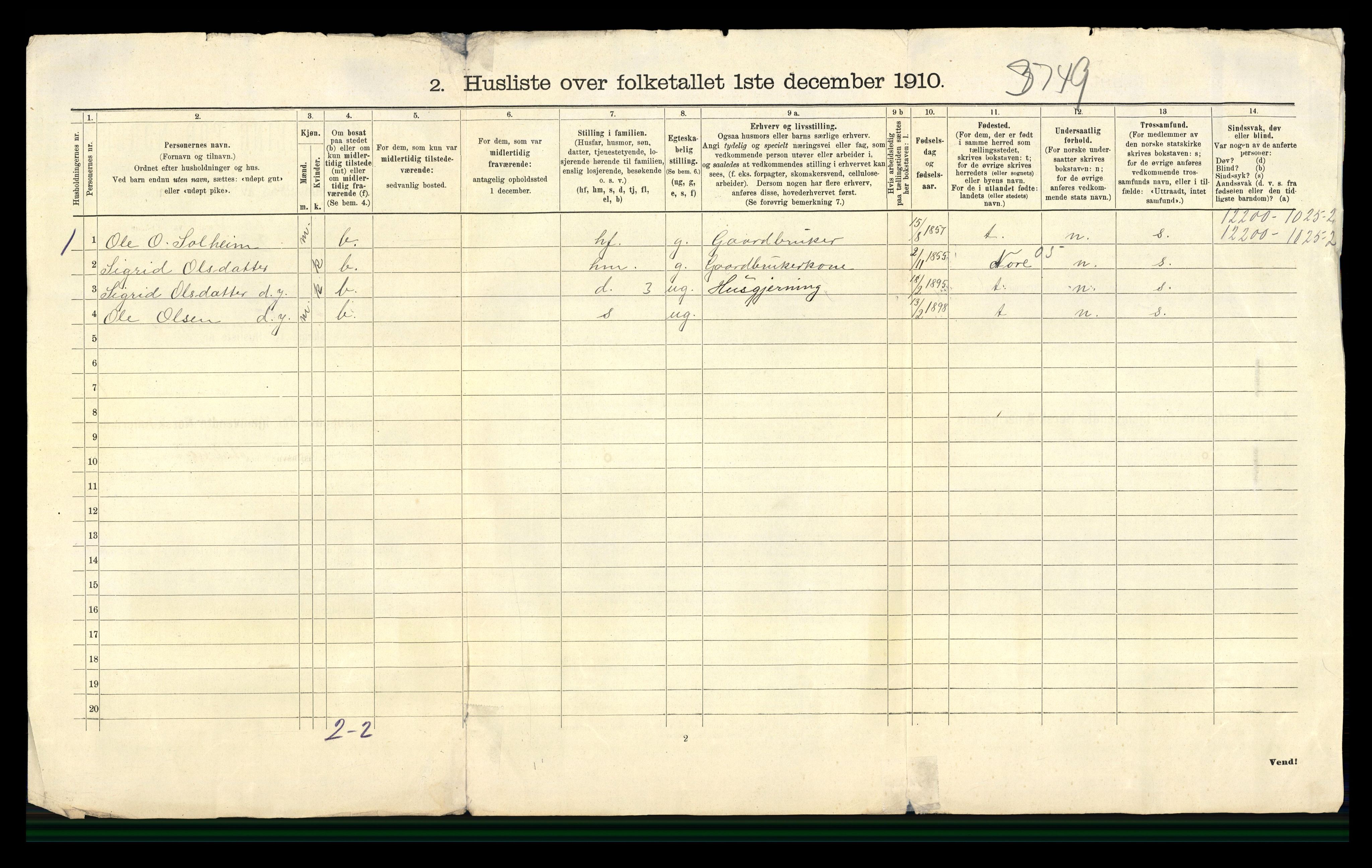 RA, 1910 census for Uvdal, 1910, p. 24