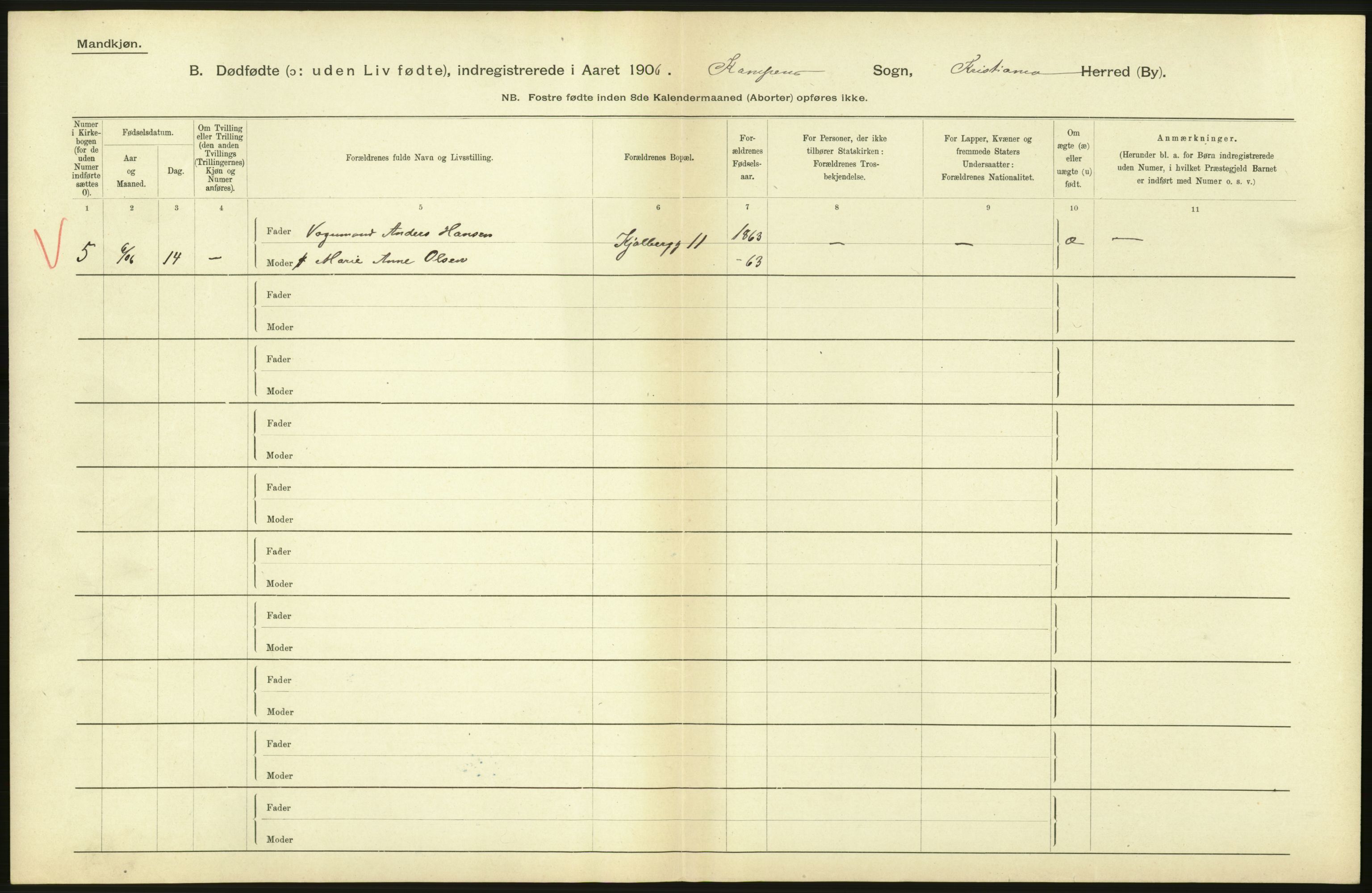 Statistisk sentralbyrå, Sosiodemografiske emner, Befolkning, RA/S-2228/D/Df/Dfa/Dfad/L0010: Kristiania: Døde, dødfødte, 1906, p. 530