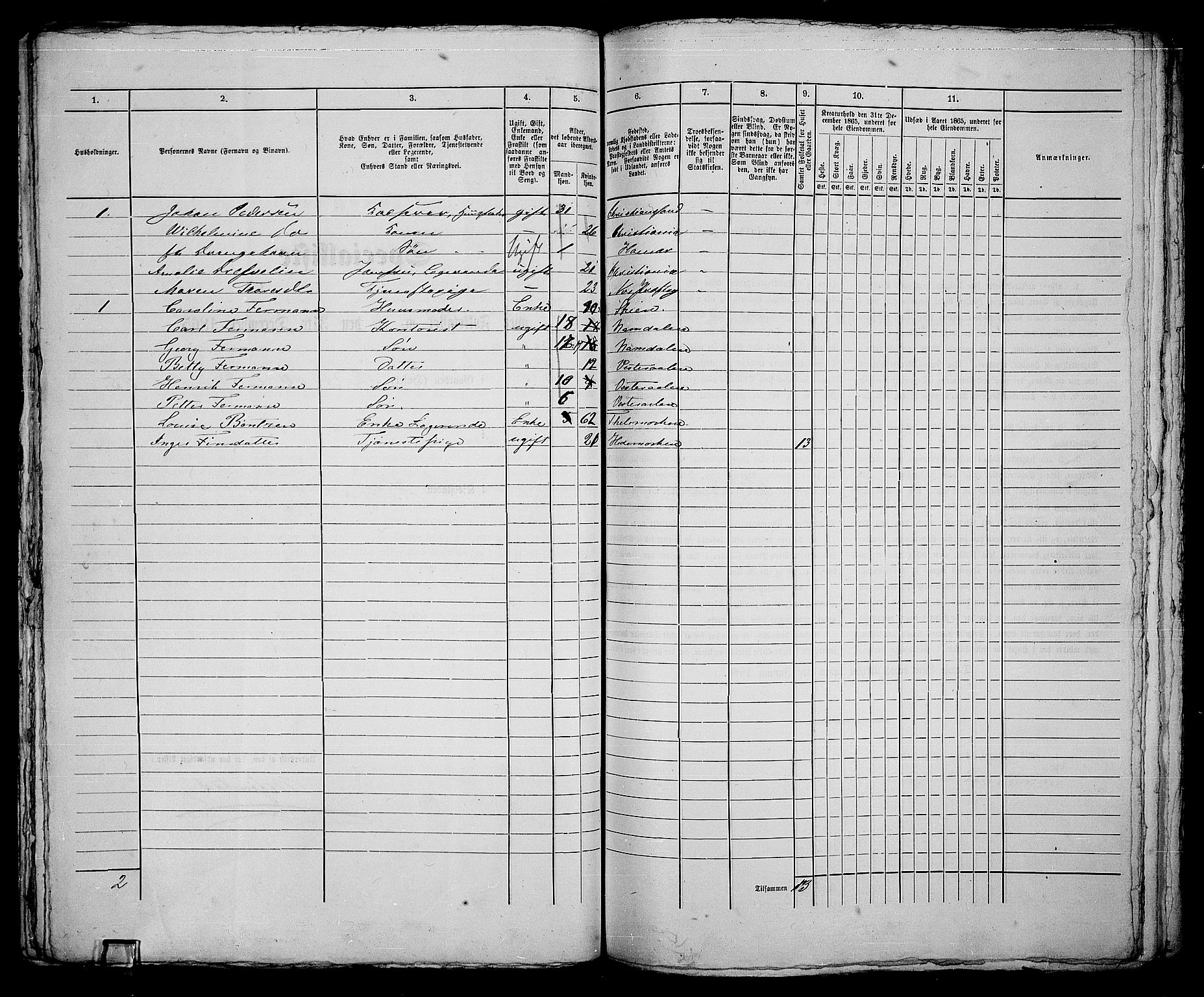 RA, 1865 census for Vang/Hamar, 1865, p. 125