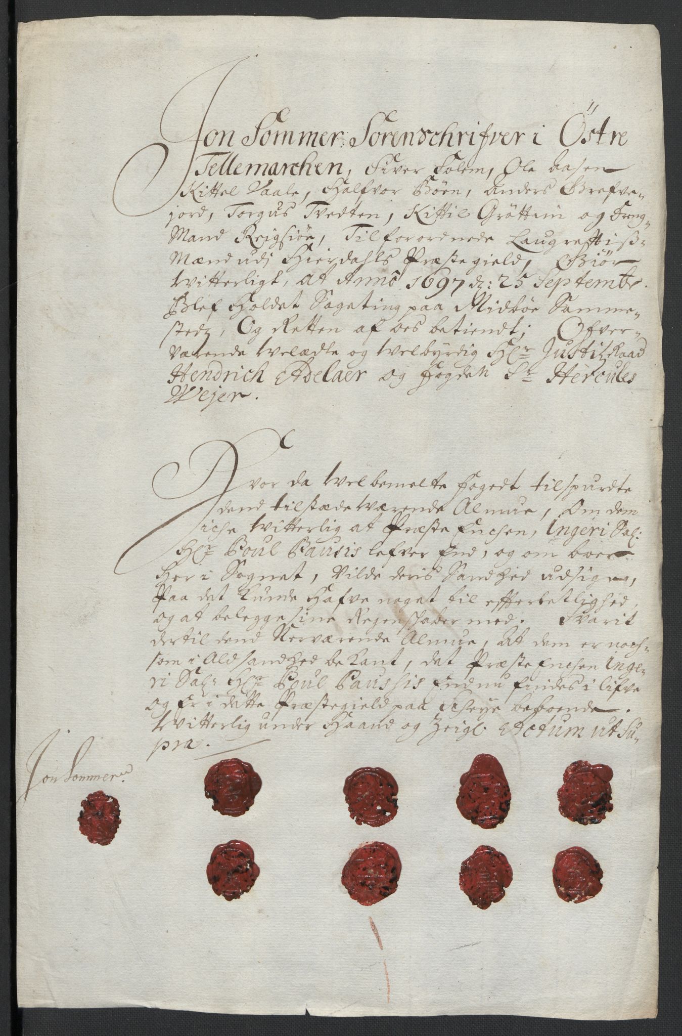 Rentekammeret inntil 1814, Reviderte regnskaper, Fogderegnskap, RA/EA-4092/R36/L2097: Fogderegnskap Øvre og Nedre Telemark og Bamble, 1697, p. 170