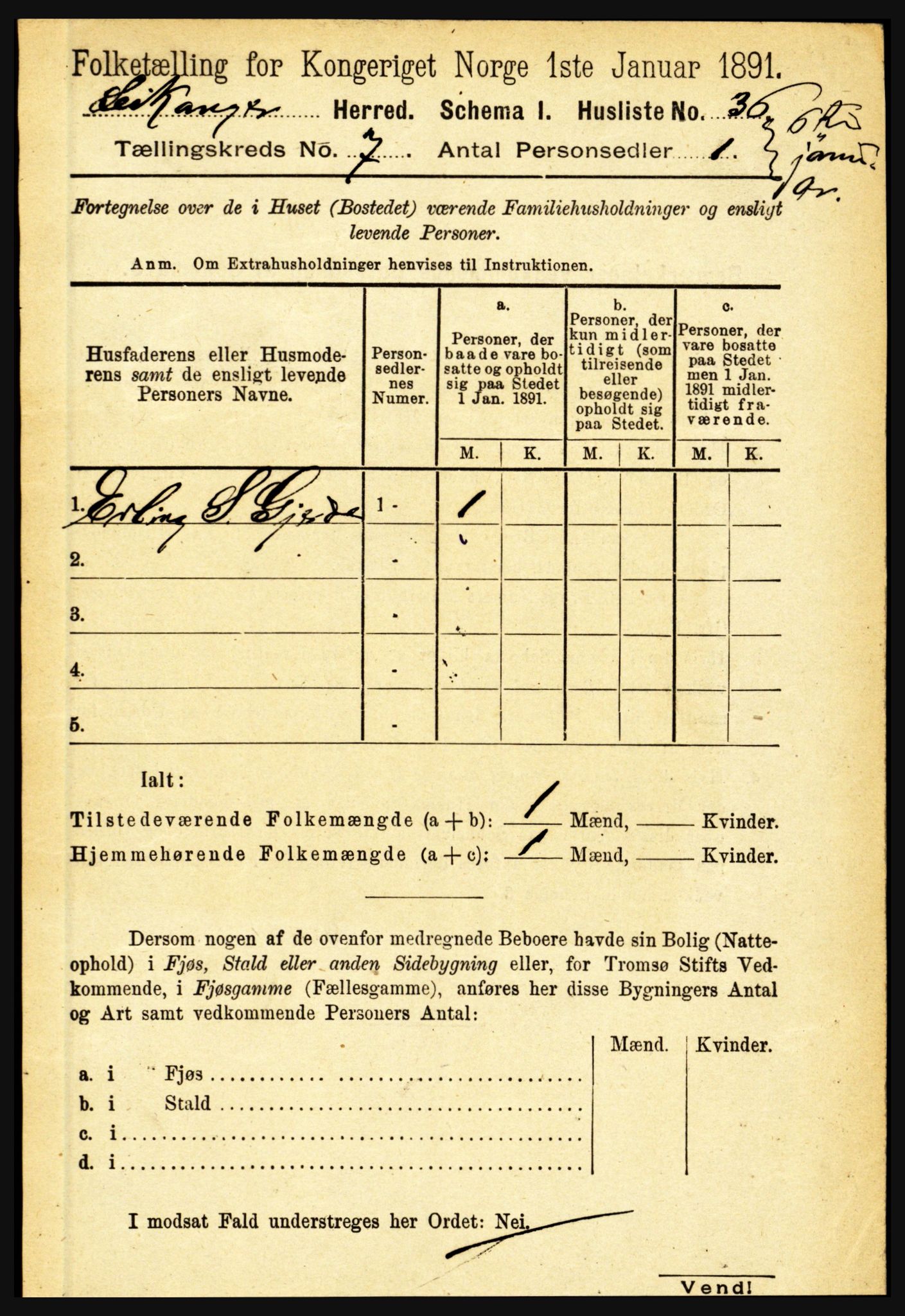 RA, 1891 census for 1419 Leikanger, 1891, p. 1339