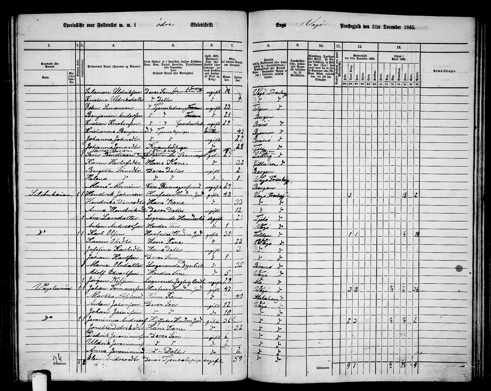 RA, 1865 census for Vega, 1865, p. 27