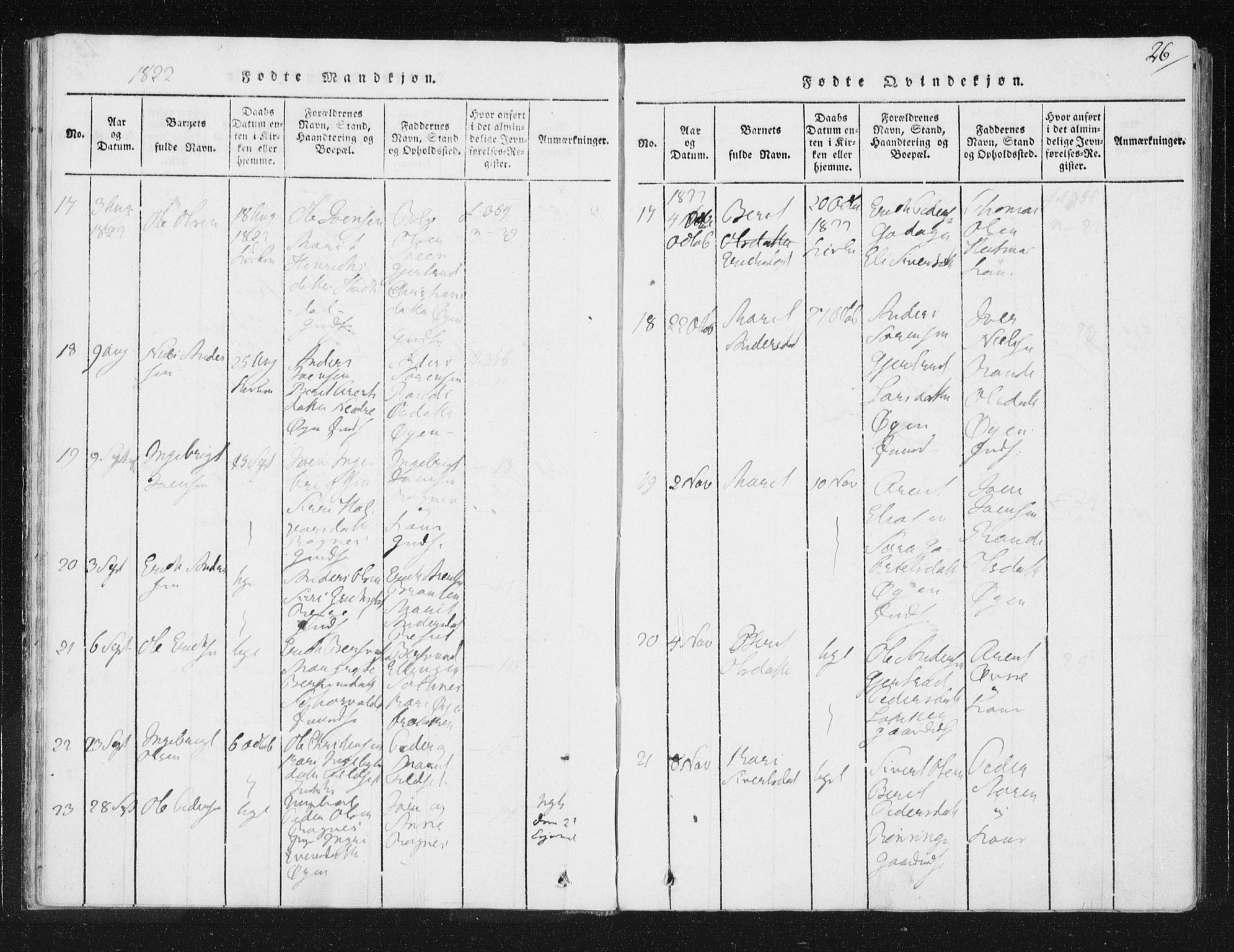 Ministerialprotokoller, klokkerbøker og fødselsregistre - Sør-Trøndelag, AV/SAT-A-1456/687/L0996: Parish register (official) no. 687A04, 1816-1842, p. 26