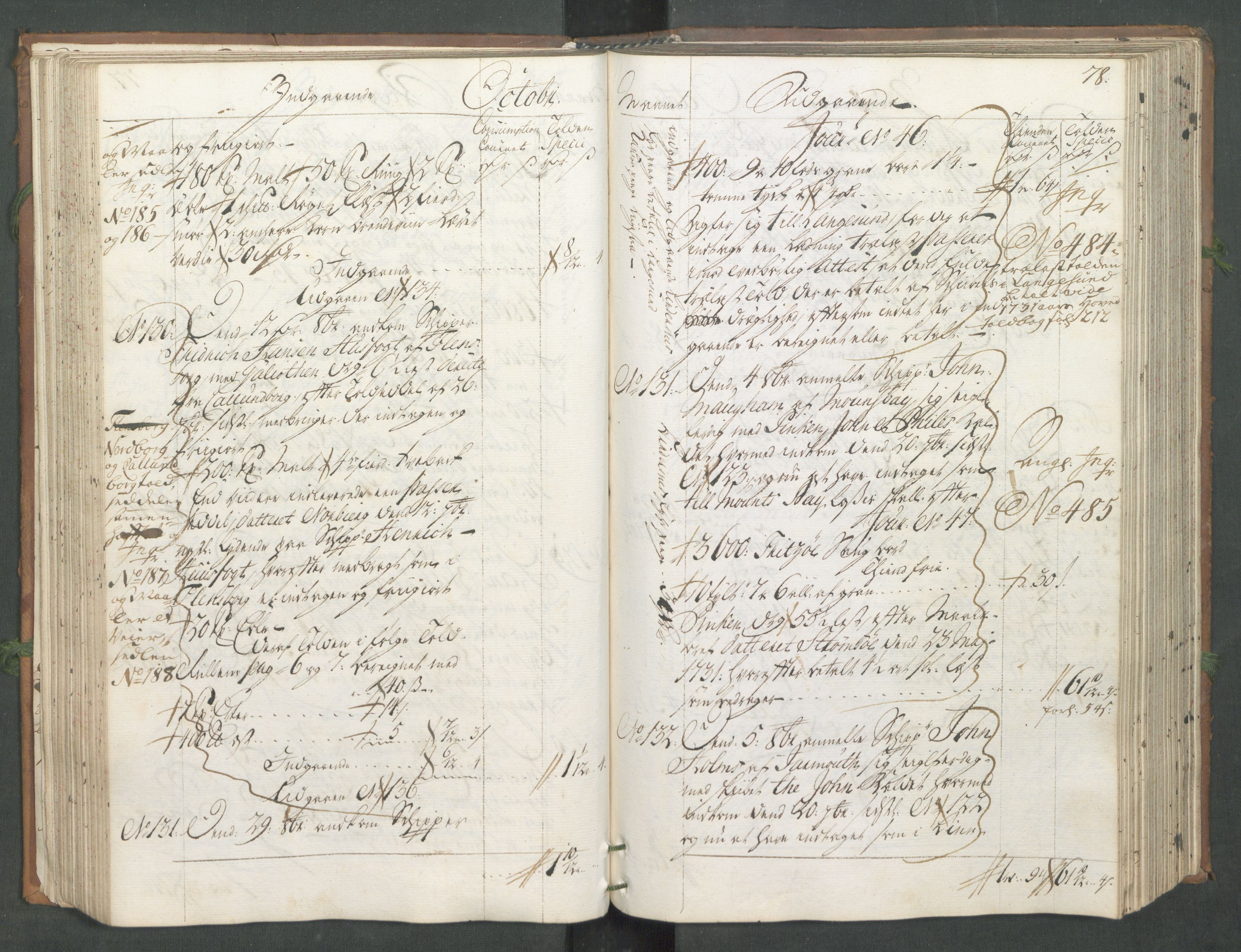 Generaltollkammeret, tollregnskaper, AV/RA-EA-5490/R11/L0014/0001: Tollregnskaper Larvik og Sandefjord / Hovedtollbok, 1731, p. 77b-78a