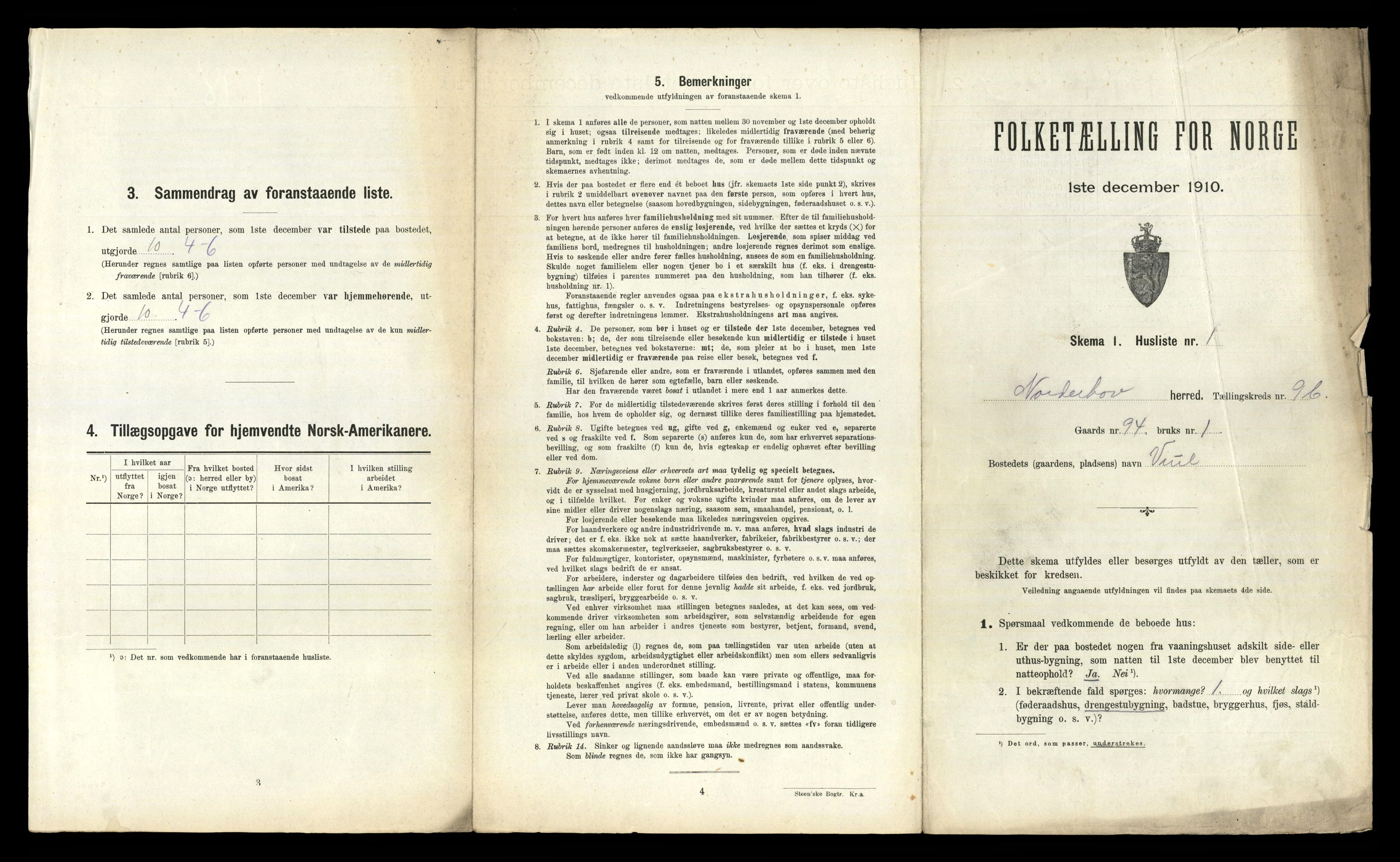 RA, 1910 census for Norderhov, 1910, p. 2270