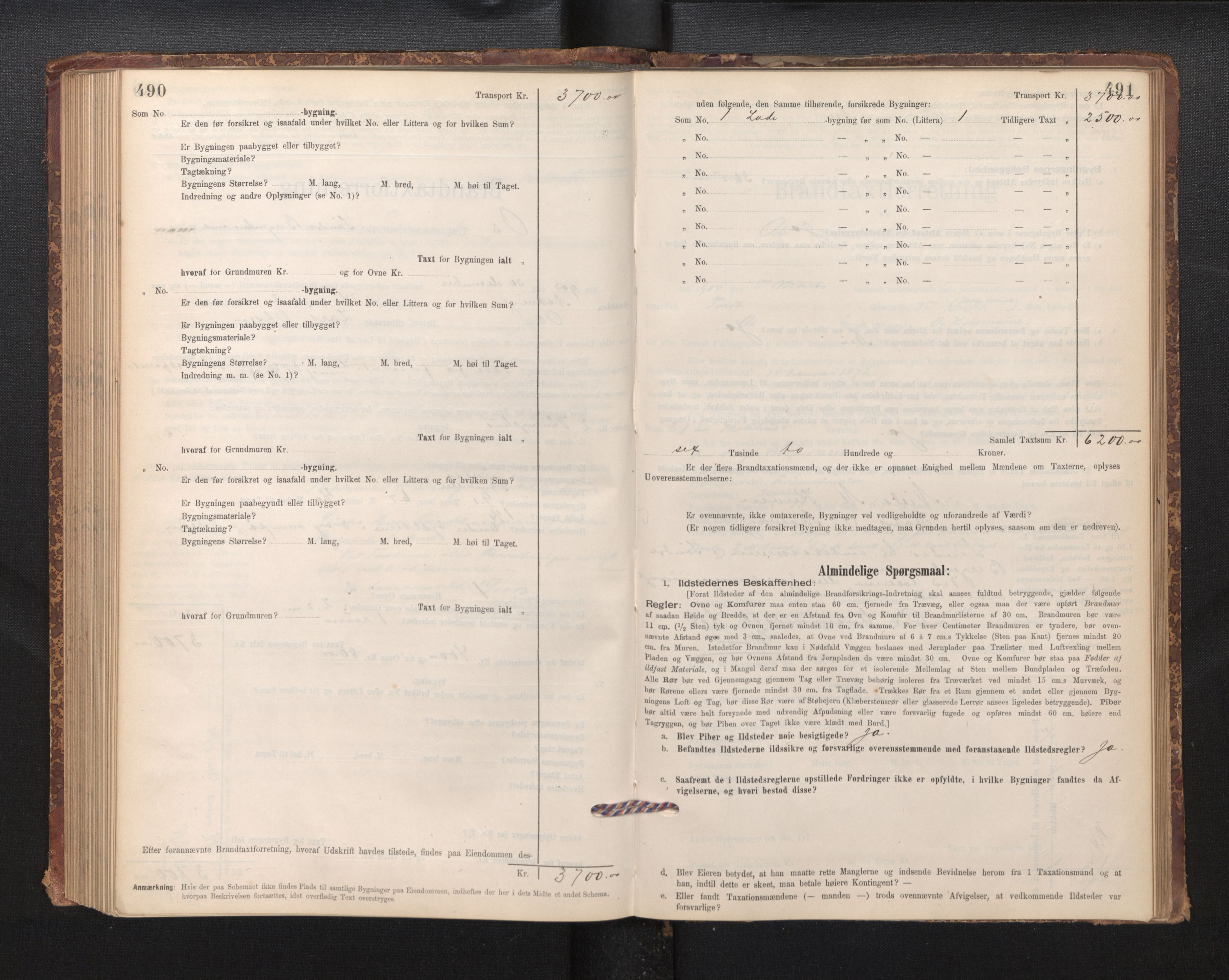 Lensmannen i Os, SAB/A-34101/0012/L0008: Branntakstprotokoll, skjematakst, 1894-1915, p. 490-491