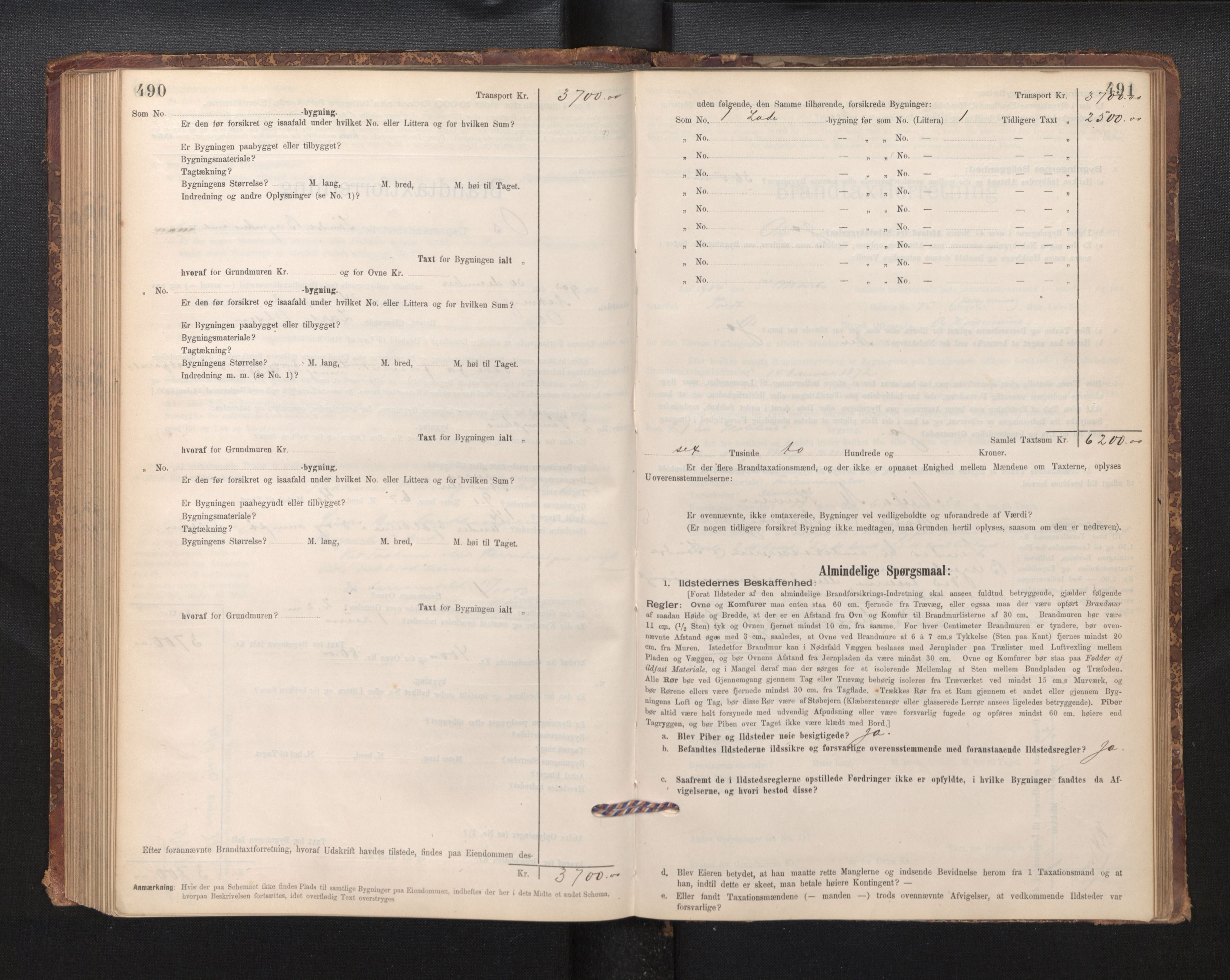 Lensmannen i Os, AV/SAB-A-34101/0012/L0008: Branntakstprotokoll, skjematakst, 1894-1915, p. 490-491