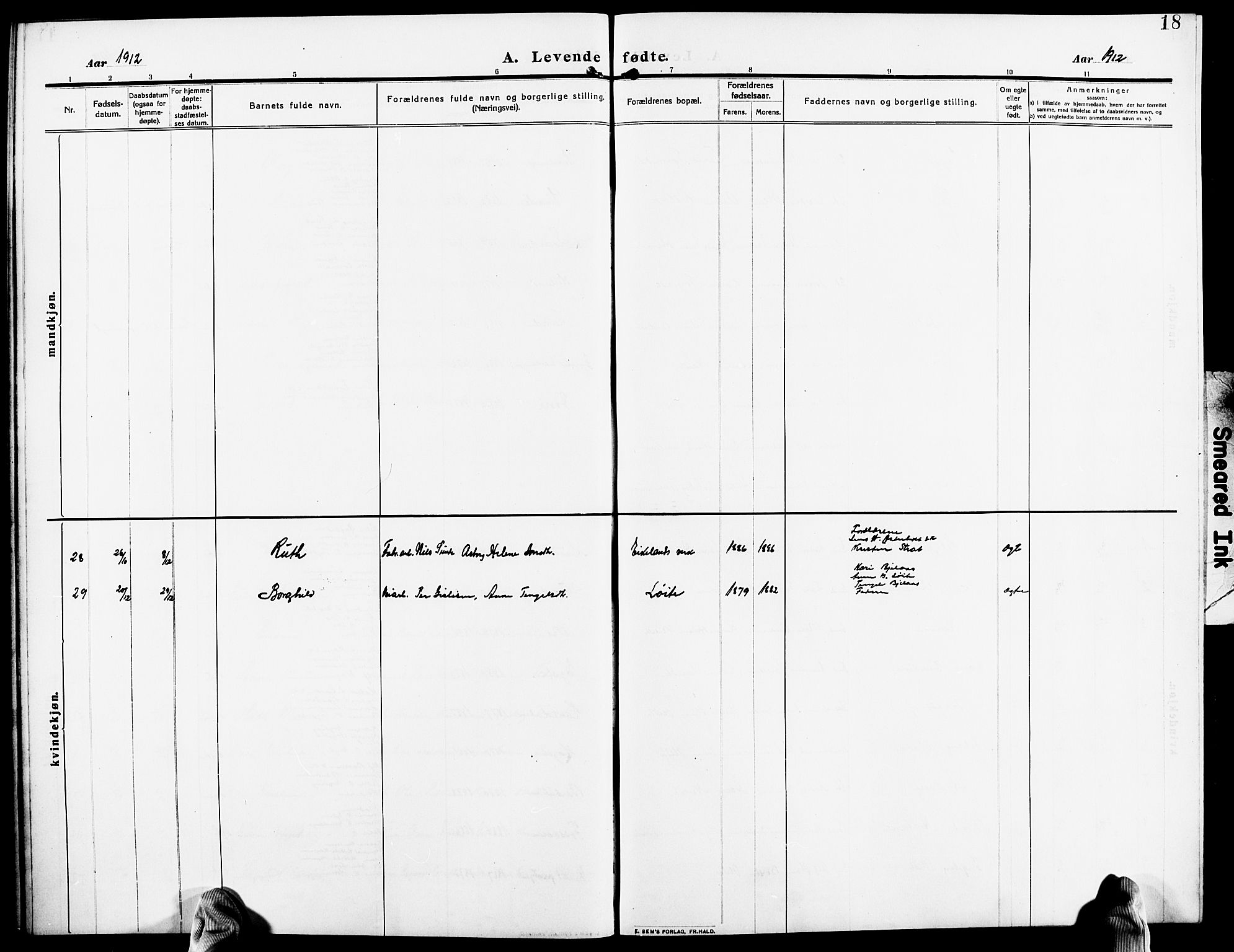 Gjerstad sokneprestkontor, SAK/1111-0014/F/Fb/Fba/L0008: Parish register (copy) no. B 8, 1909-1925, p. 18