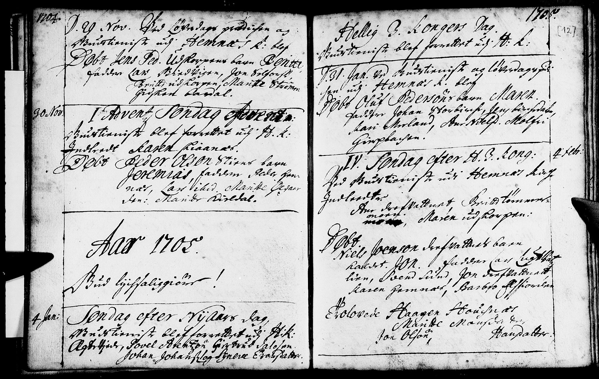 Ministerialprotokoller, klokkerbøker og fødselsregistre - Nordland, AV/SAT-A-1459/825/L0345: Parish register (official) no. 825A01, 1704-1728, p. 12