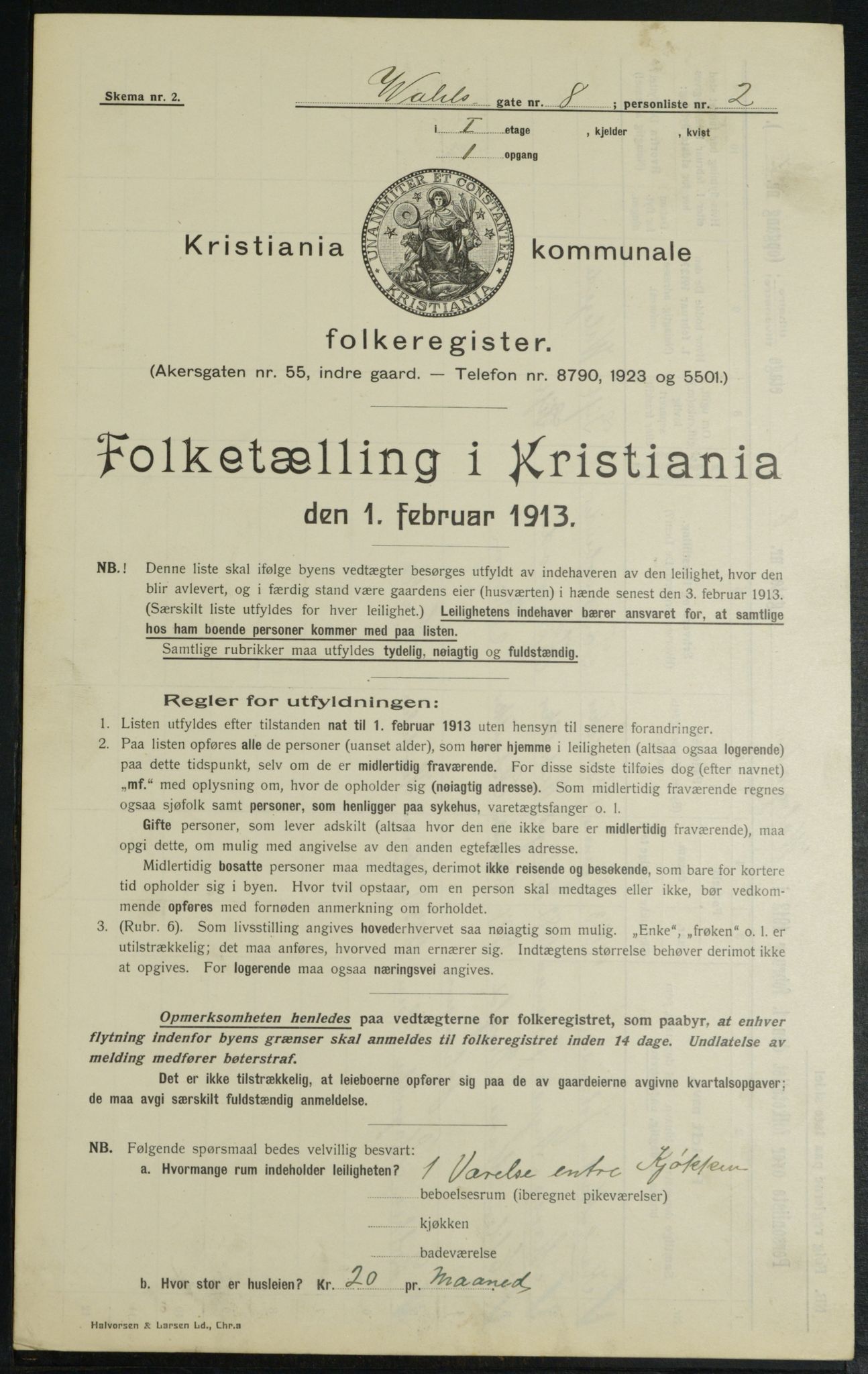 OBA, Municipal Census 1913 for Kristiania, 1913, p. 121499