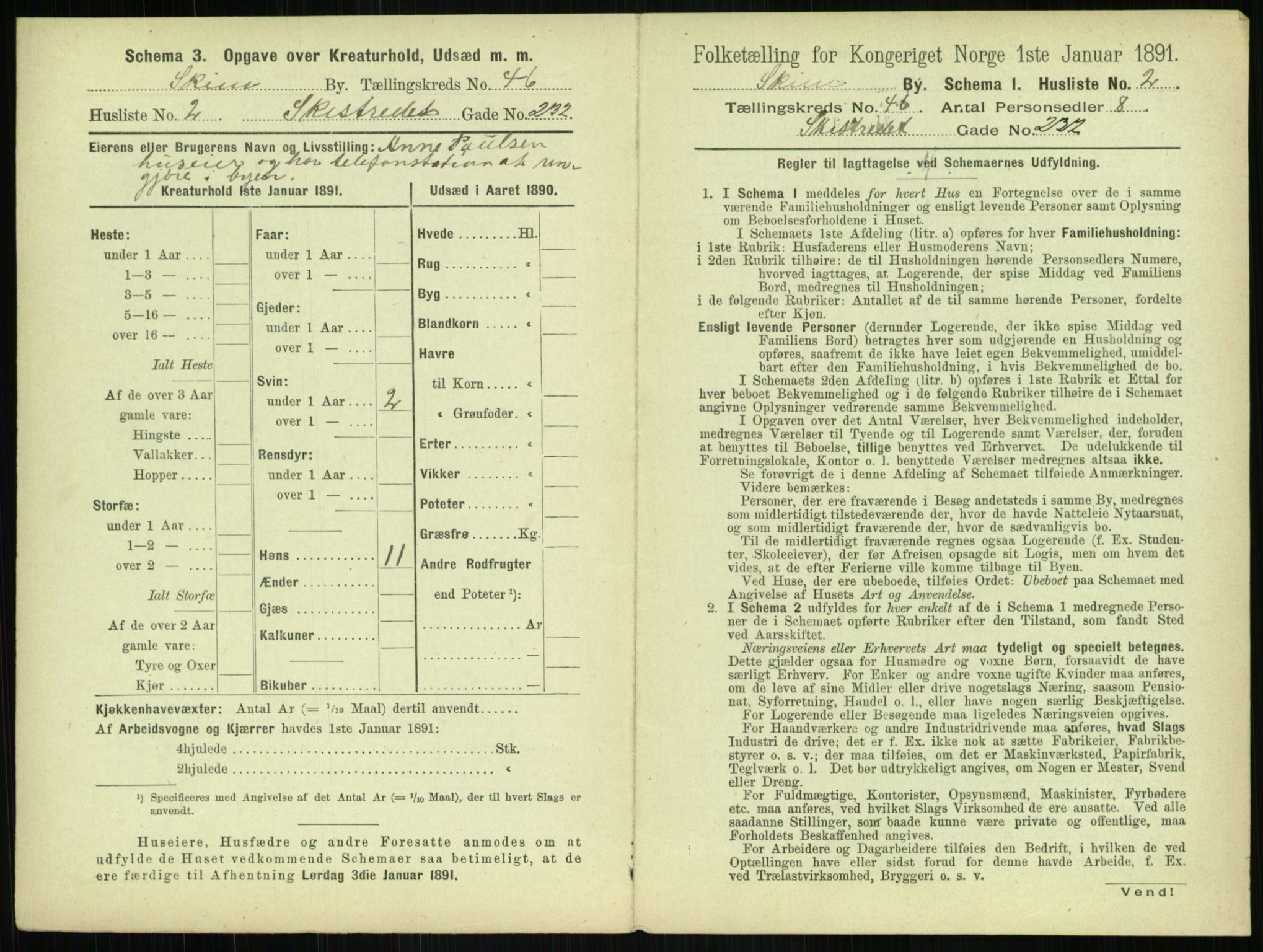 RA, 1891 census for 0806 Skien, 1891, p. 1612