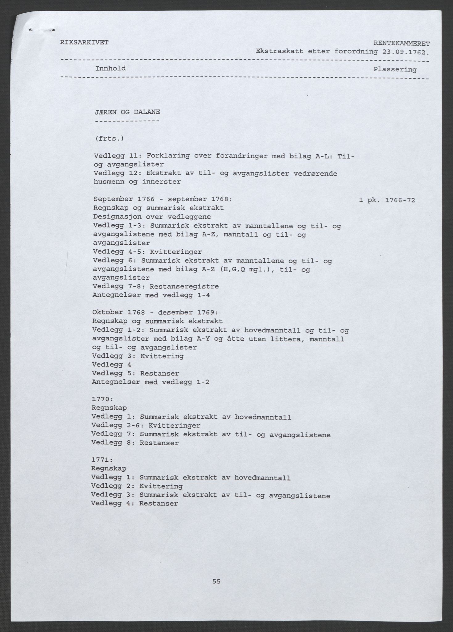 Rentekammeret inntil 1814, Realistisk ordnet avdeling, AV/RA-EA-4070/Ol/L0015/0002: [Gg 10]: Ekstraskatten, 23.09.1762. Stavanger by, Jæren og Dalane, Bergen / Jæren og Dalane, 1762-1764, p. 3