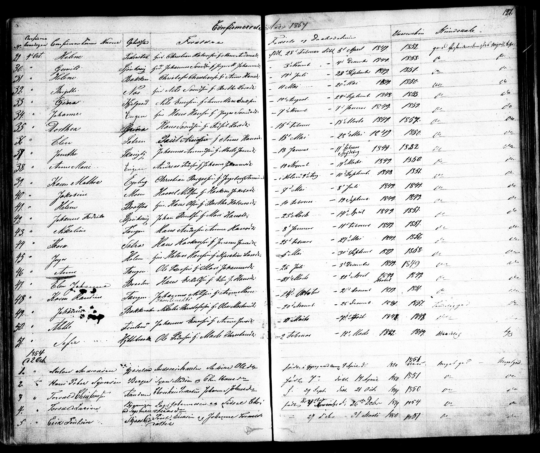 Enebakk prestekontor Kirkebøker, SAO/A-10171c/F/Fa/L0010: Parish register (official) no. I 10, 1829-1876, p. 127
