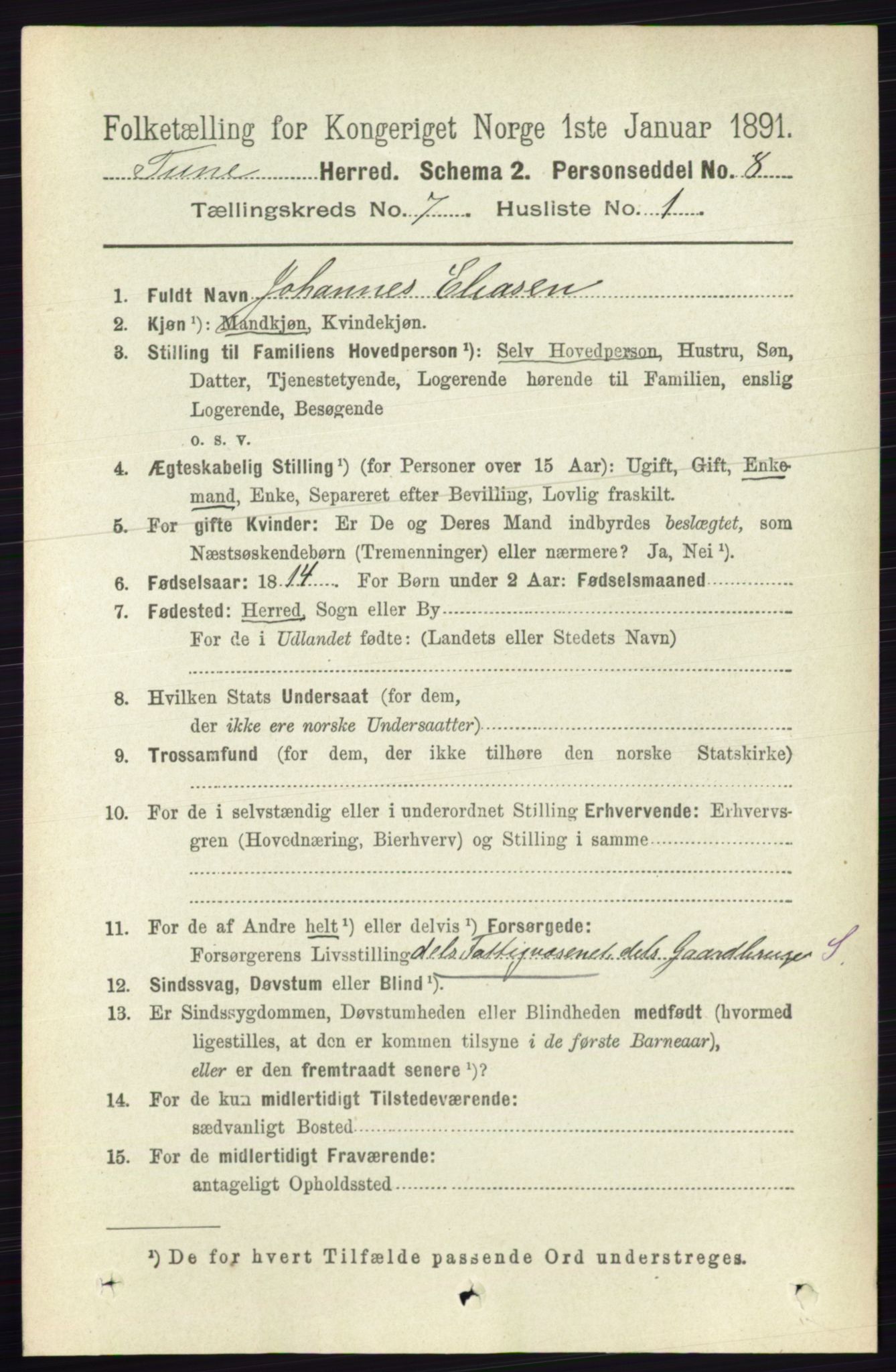 RA, 1891 census for 0130 Tune, 1891, p. 5151