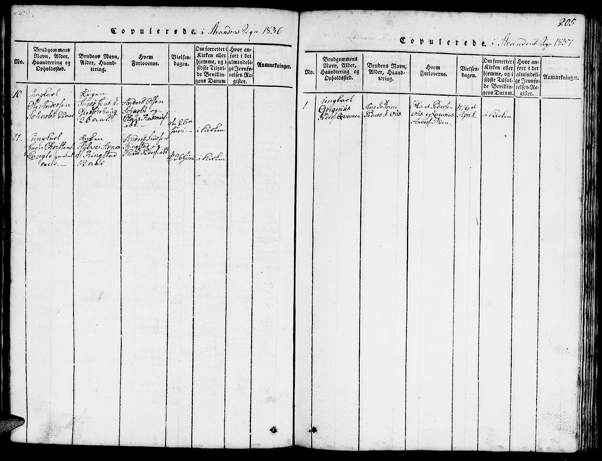 Ministerialprotokoller, klokkerbøker og fødselsregistre - Møre og Romsdal, SAT/A-1454/520/L0289: Parish register (copy) no. 520C01, 1817-1837, p. 205