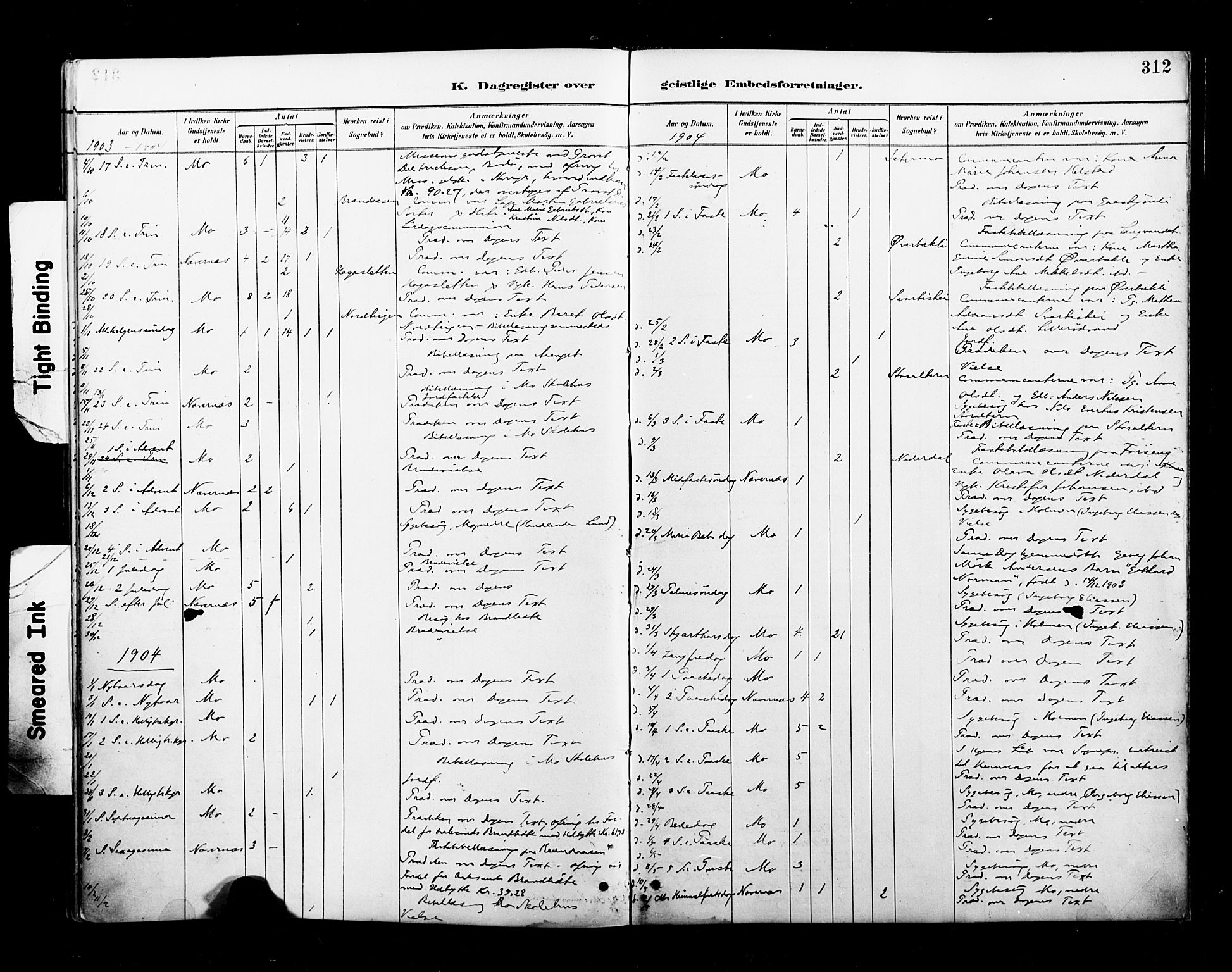 Ministerialprotokoller, klokkerbøker og fødselsregistre - Nordland, AV/SAT-A-1459/827/L0401: Parish register (official) no. 827A13, 1887-1905, p. 312