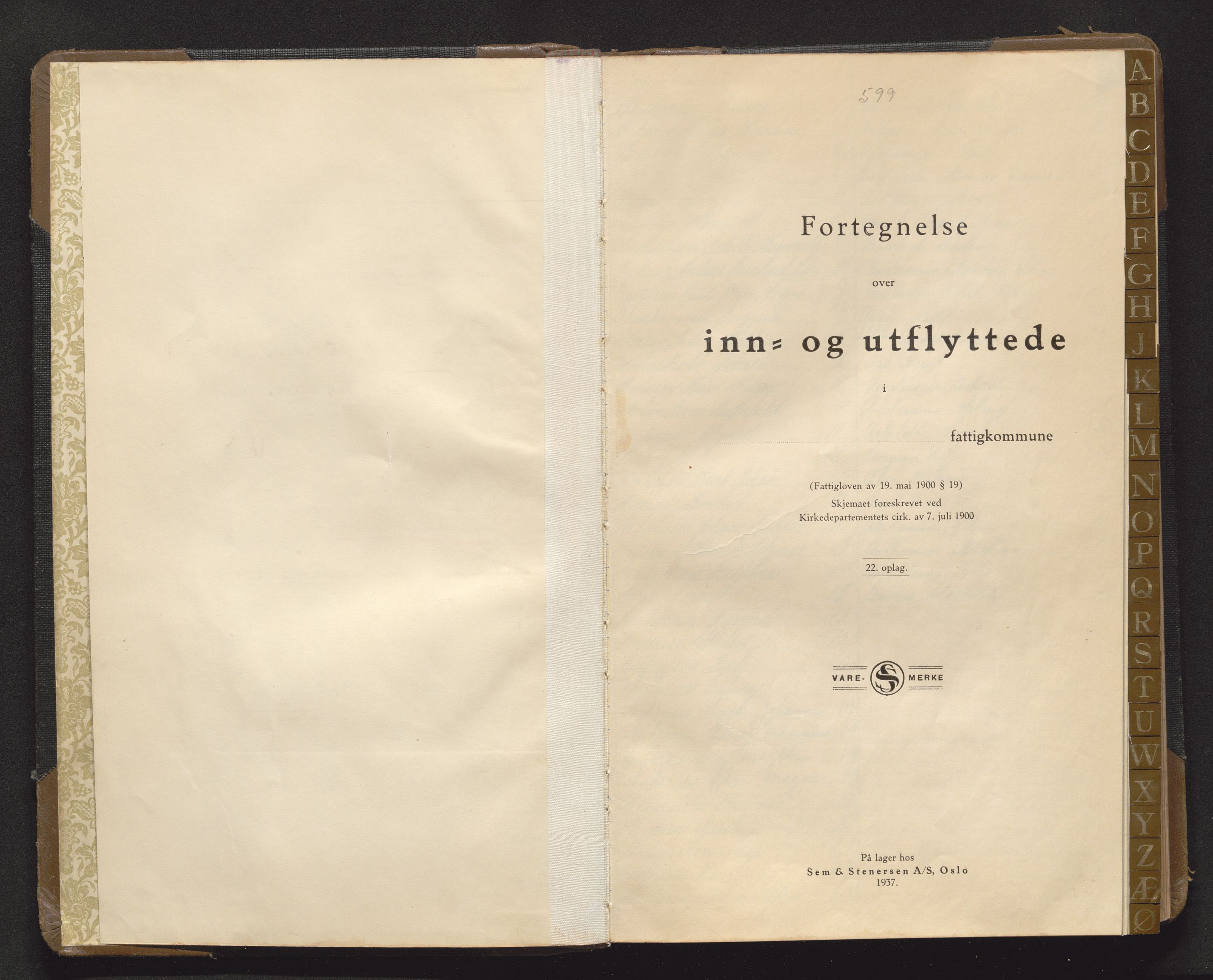 Borre lensmannskontor, AV/SAKO-A-533/O/Oa/L0007: Protokoll over inn- og utflyttede, 1939-1941