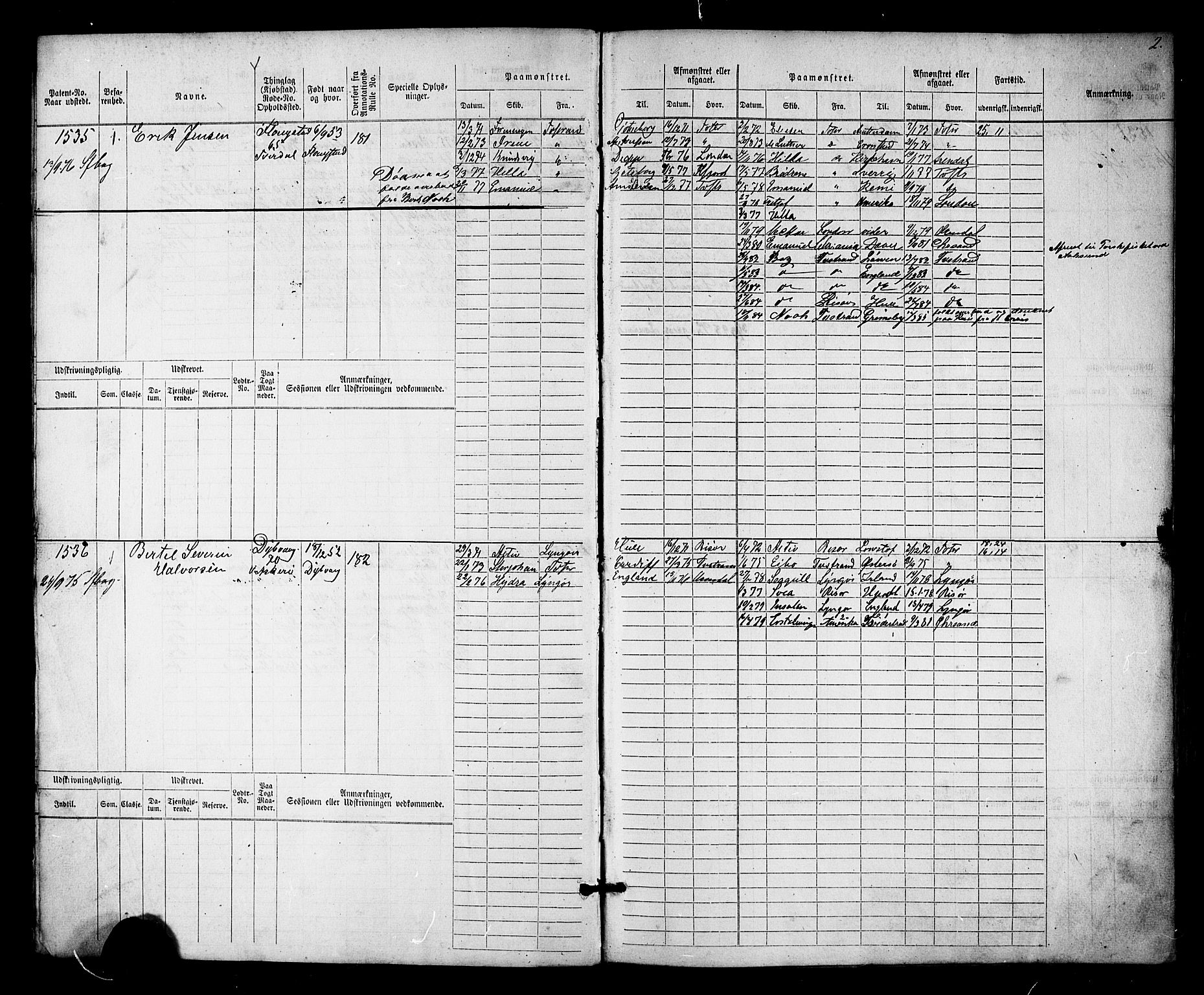 Tvedestrand mønstringskrets, AV/SAK-2031-0011/F/Fb/L0017: Hovedrulle nr 1533-2288, U-33, 1874-1882, p. 3