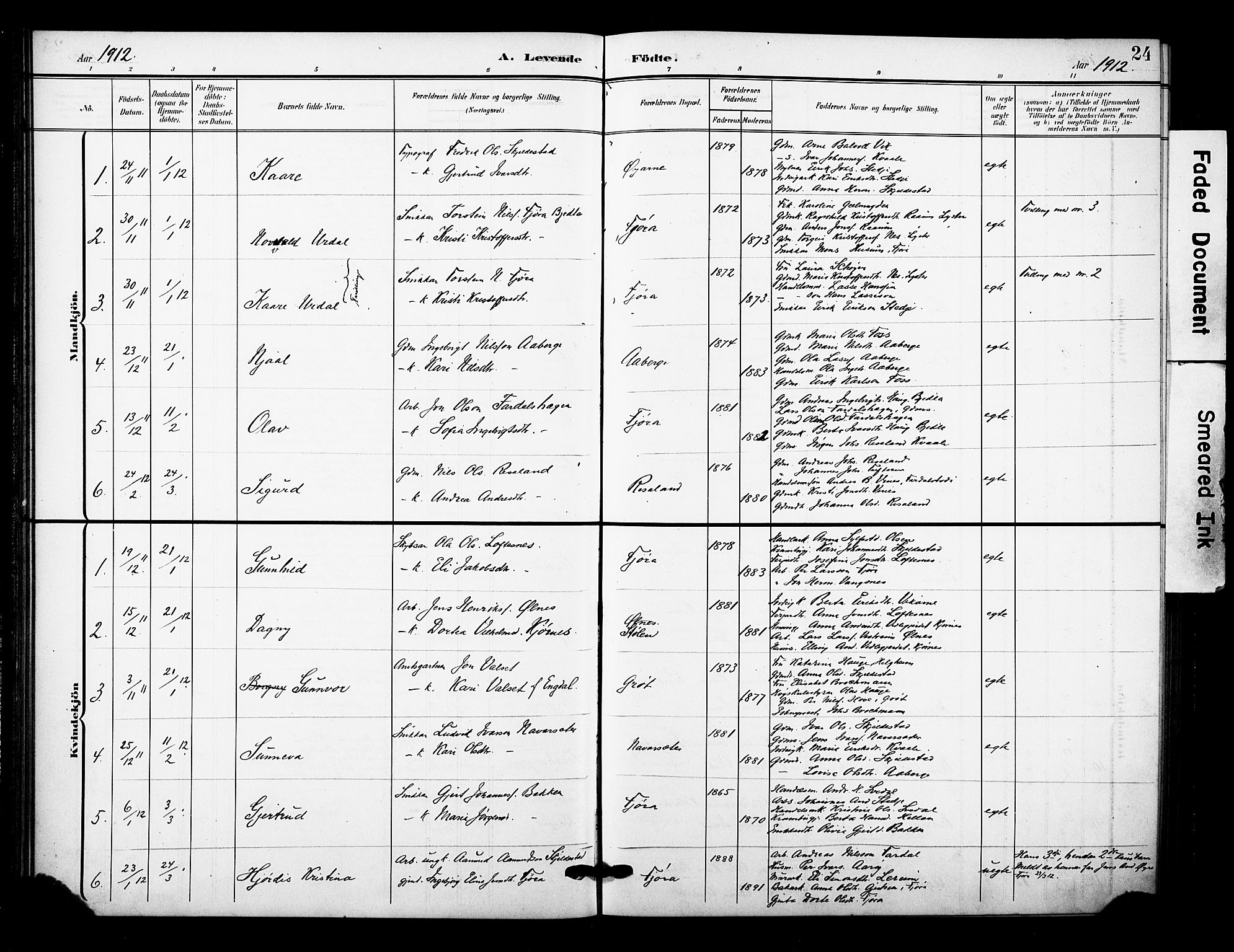 Sogndal sokneprestembete, SAB/A-81301/H/Hab/Haba/L0002: Parish register (copy) no. A 2, 1908-1924, p. 24