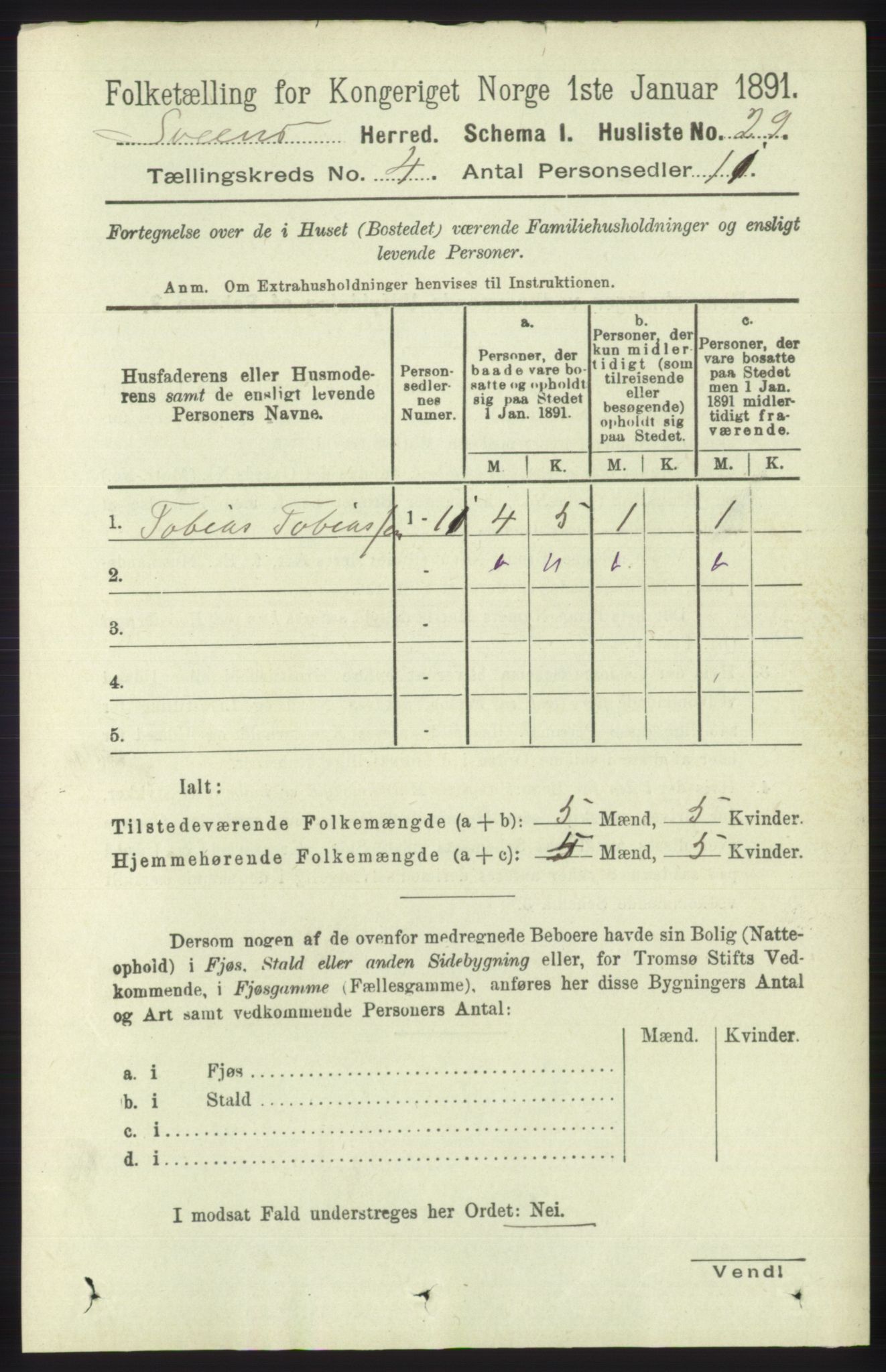 RA, 1891 census for 1216 Sveio, 1891, p. 1122