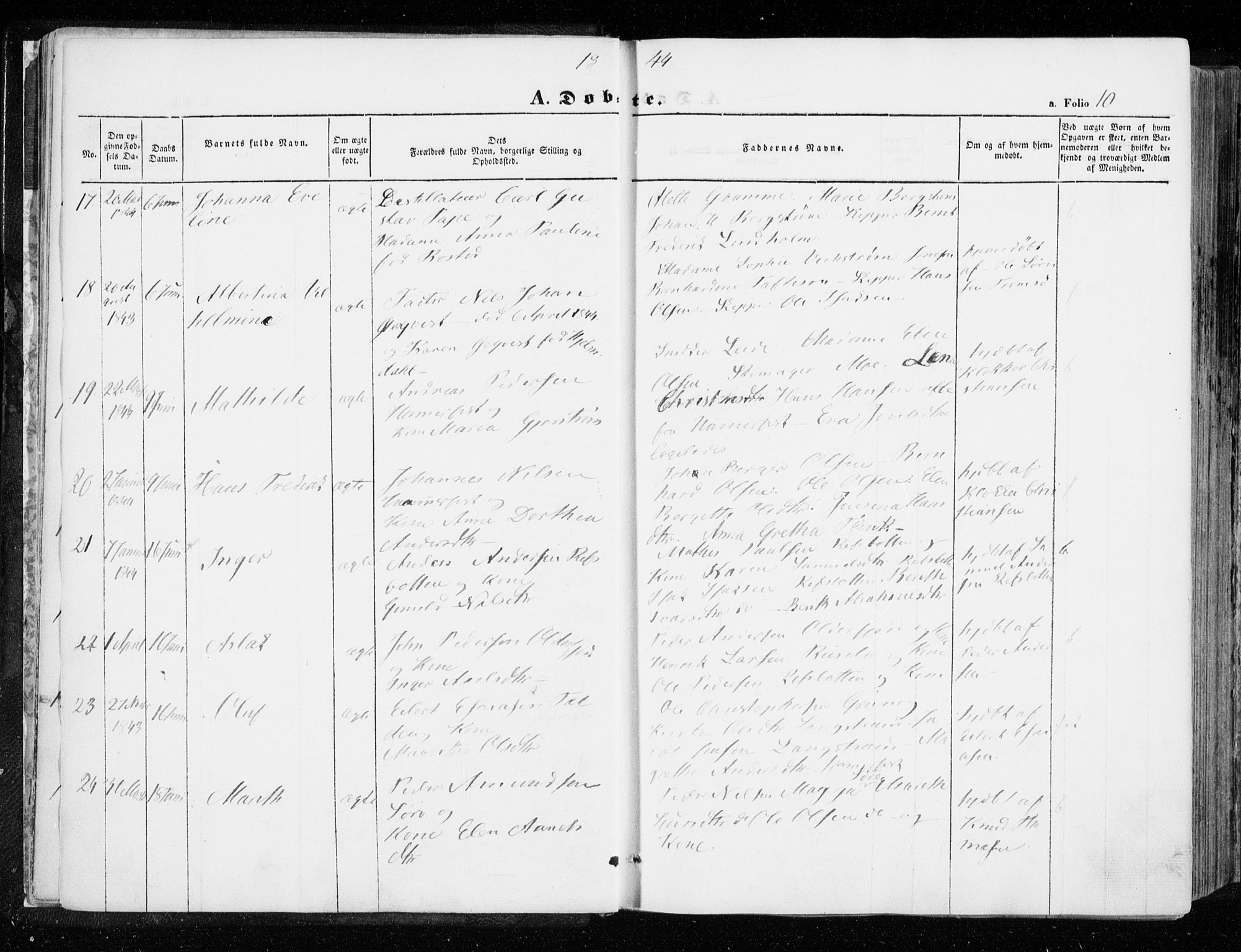 Hammerfest sokneprestkontor, SATØ/S-1347/H/Ha/L0004.kirke: Parish register (official) no. 4, 1843-1856, p. 10