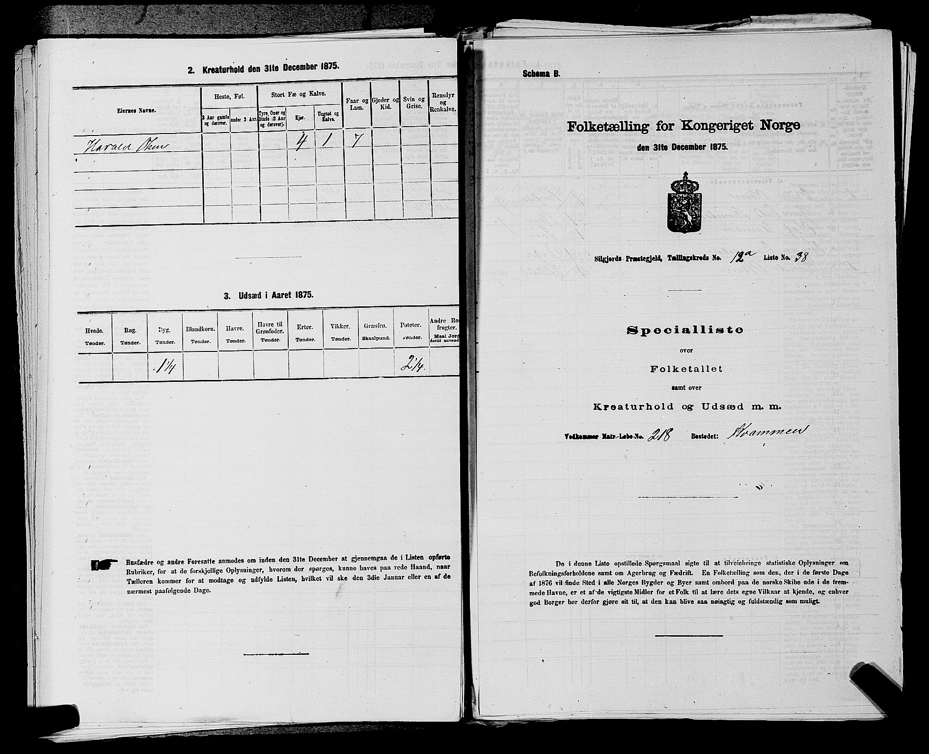 SAKO, 1875 census for 0828P Seljord, 1875, p. 1325